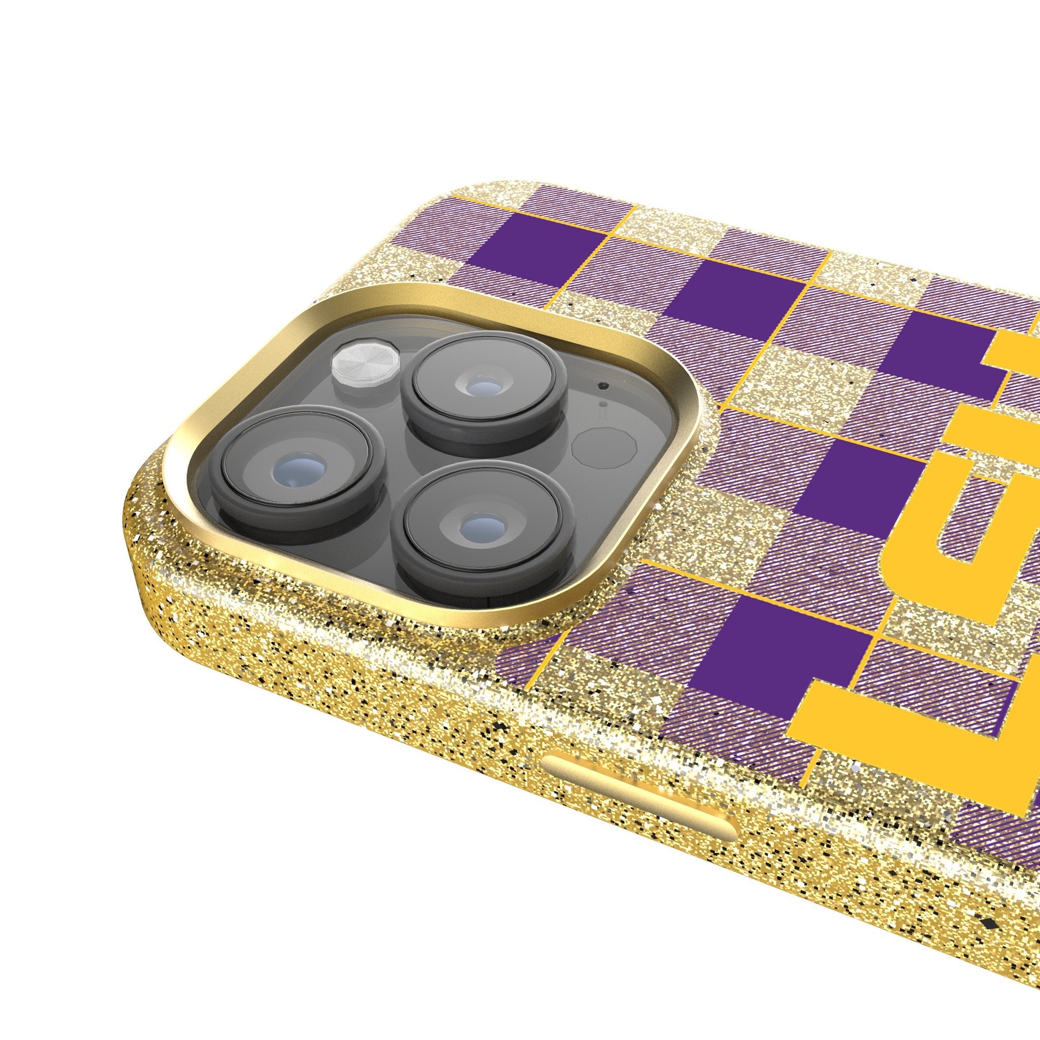 Louisiana State University Tigers Plaid Bling Phone Case 4