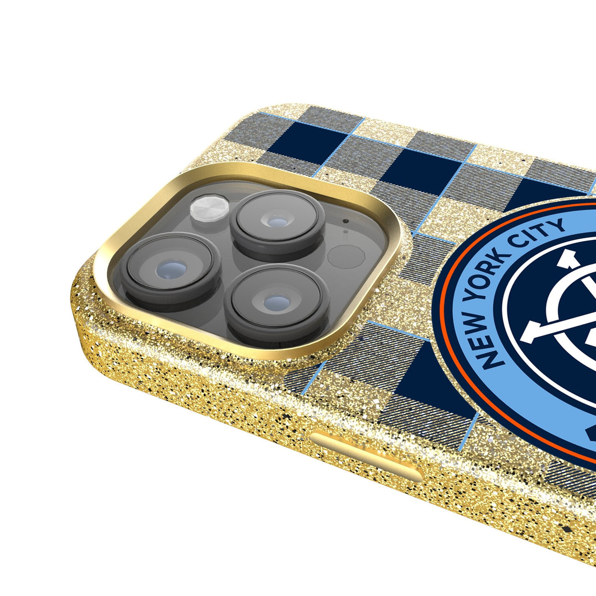 New York City FC  Plaid Bling Phone Case 4
