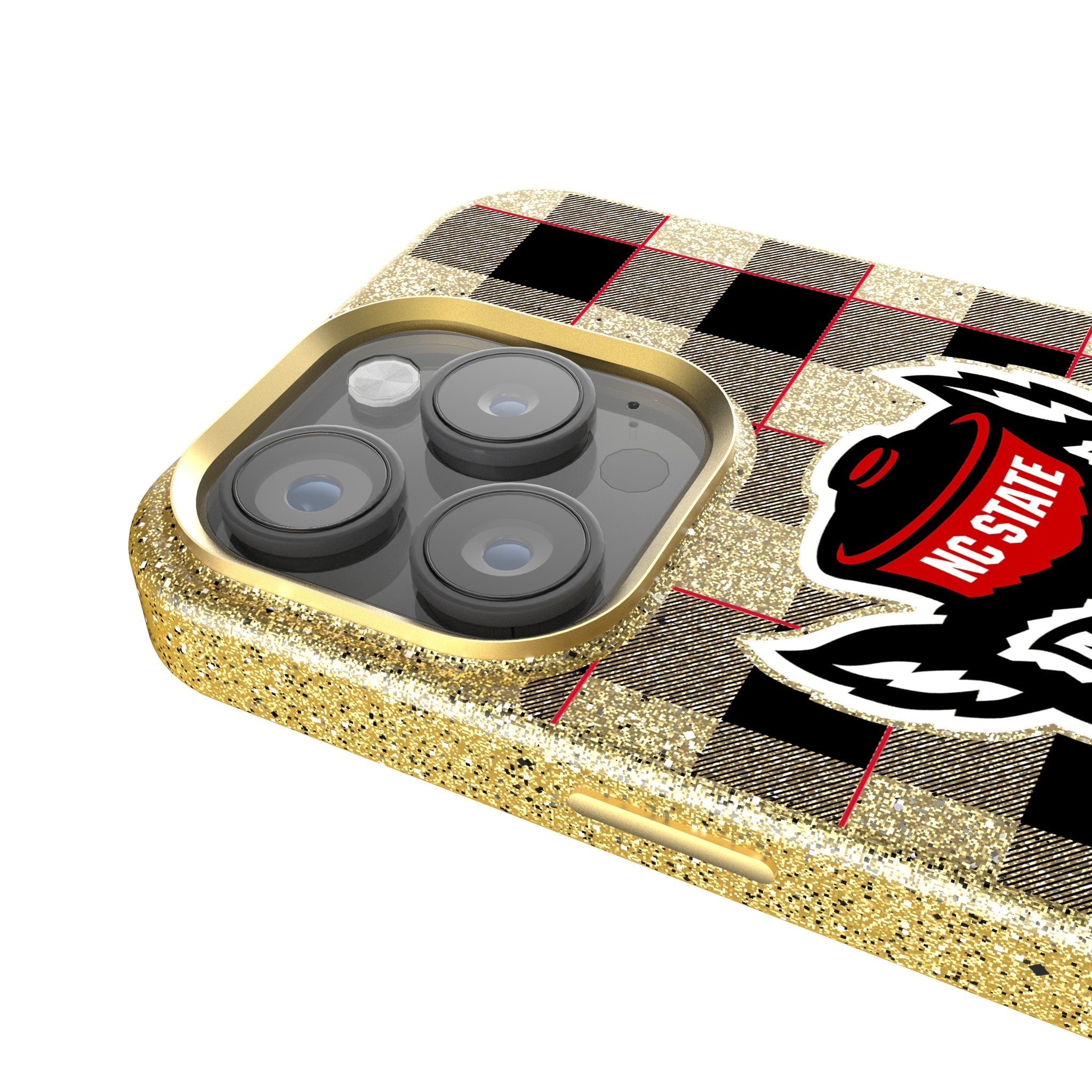 North Carolina State University Wolfpack Plaid Bling Phone Case 4