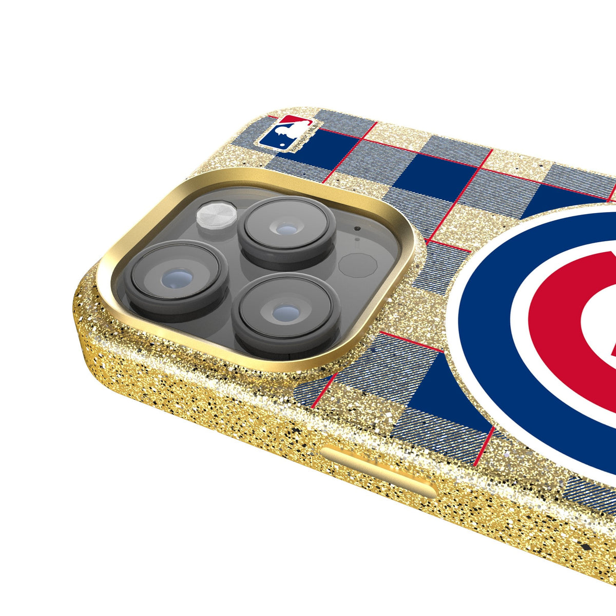 Chicago Cubs Plaid Bling Phone Case 4
