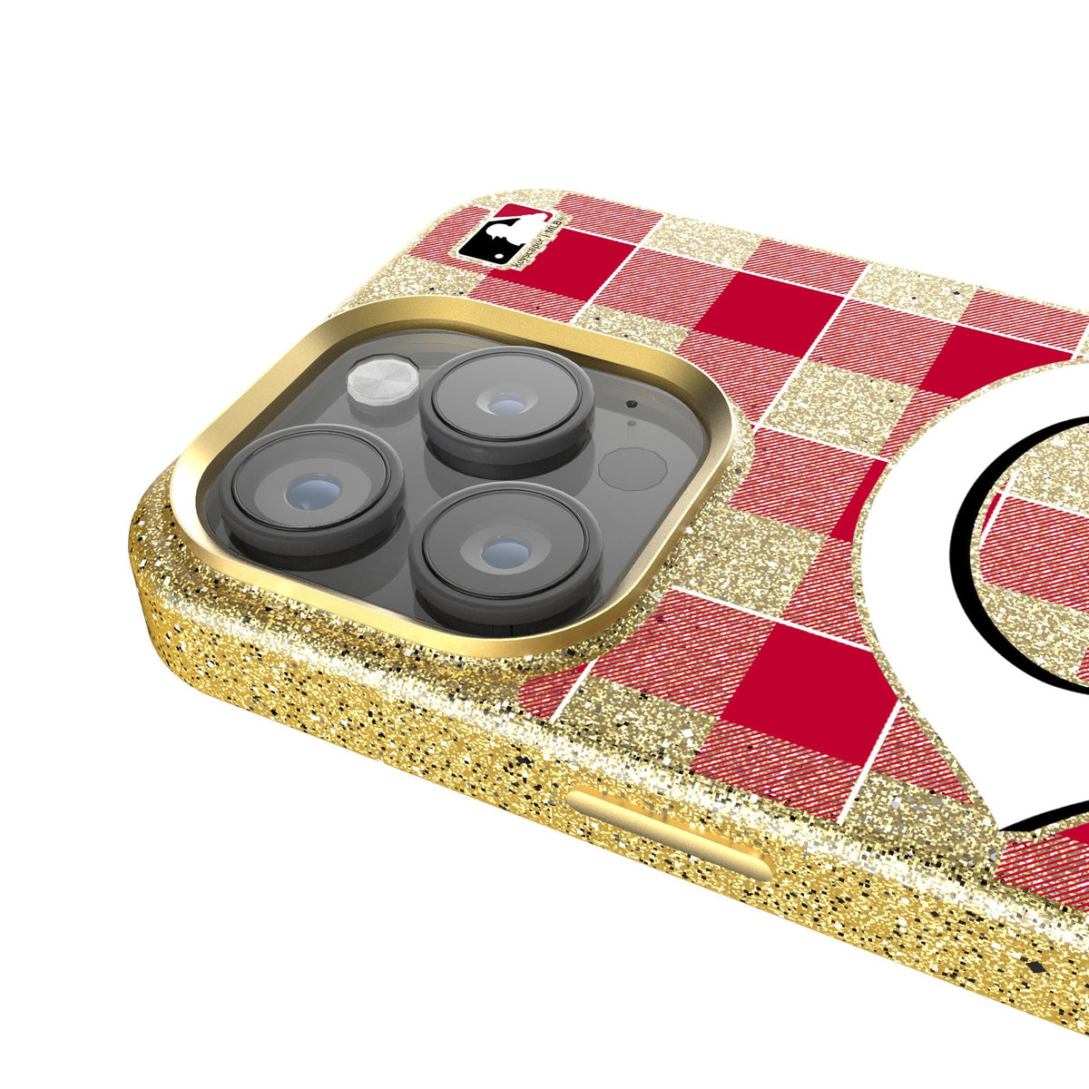 Cincinnati Reds Plaid Bling Phone Case 4