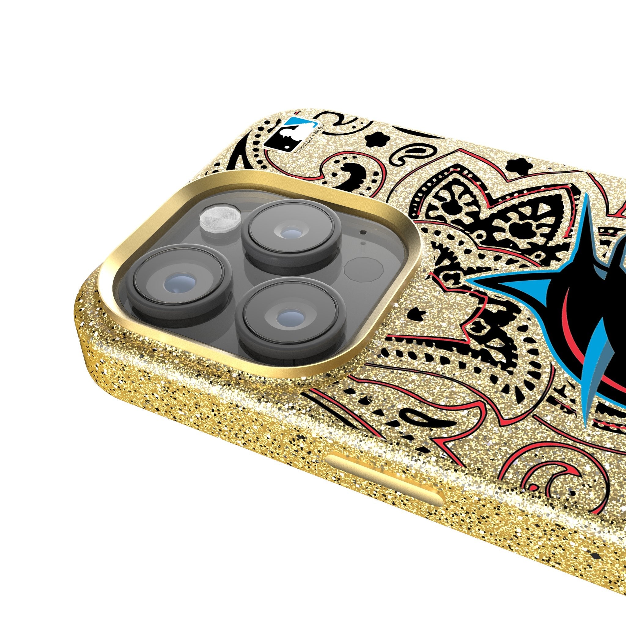 Miami Marlins Paisley Bling Phone Case 4