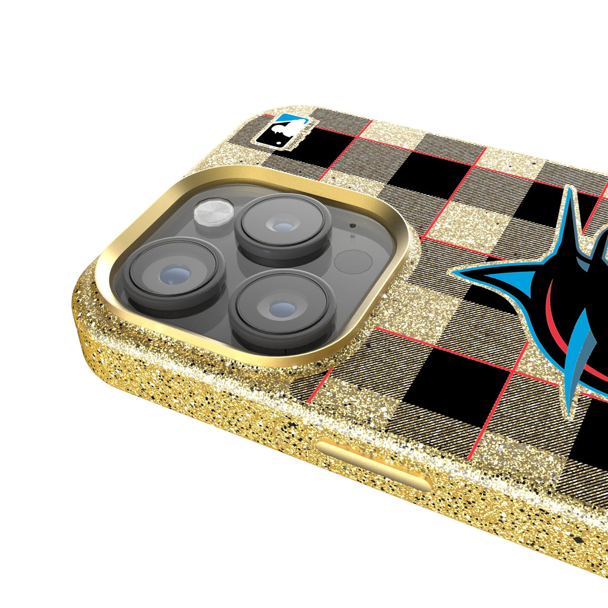 Miami Marlins Plaid Bling Phone Case 4