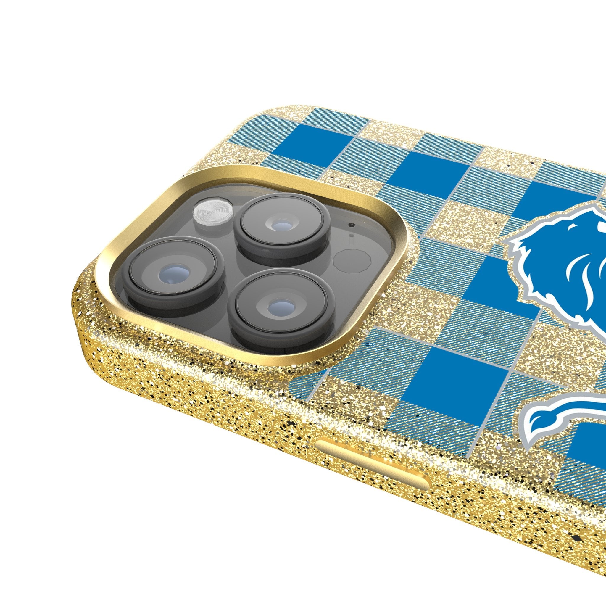 Detroit Lions Plaid Bling Phone Case 4