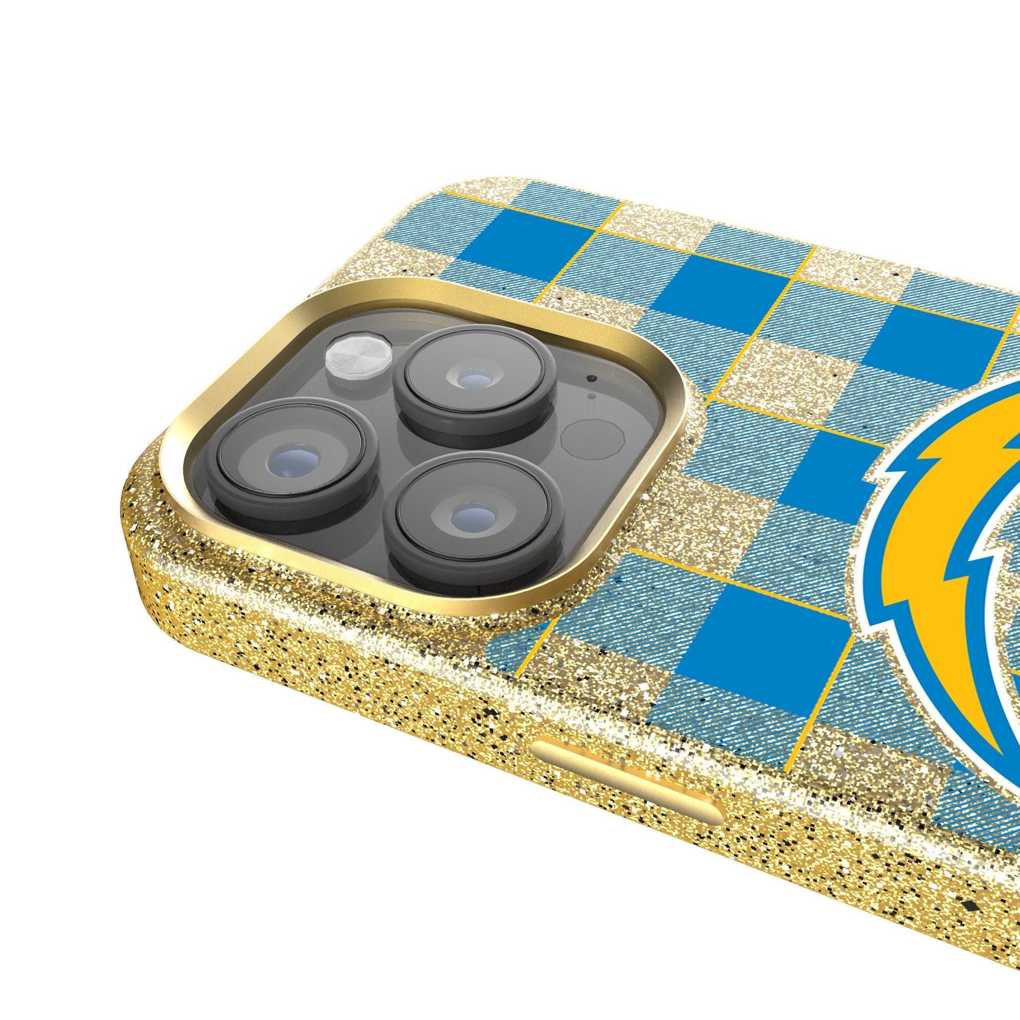 Los Angeles Chargers Plaid Bling Phone Case 4
