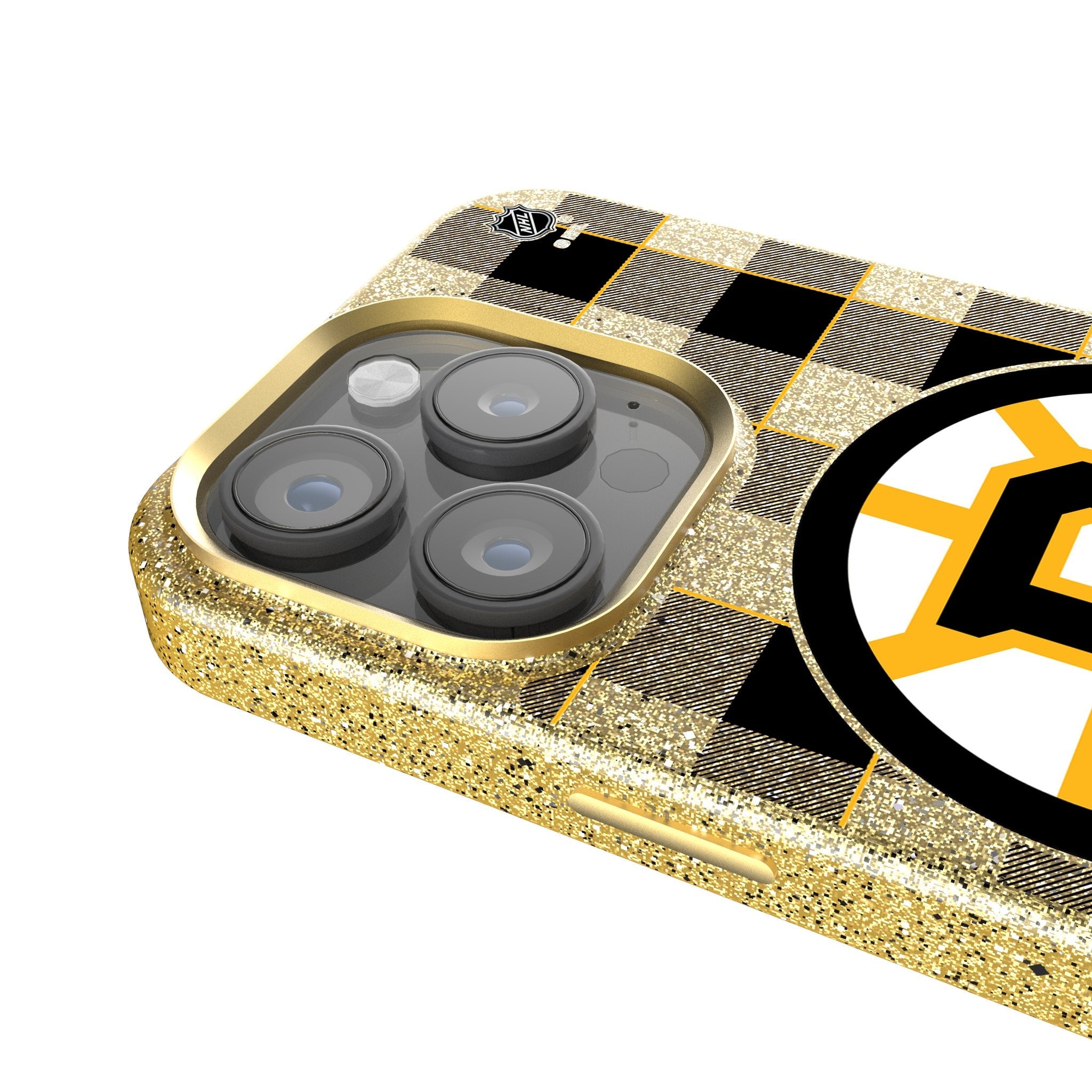 Boston Bruins Plaid Bling Phone Case for Apple iPhone 4