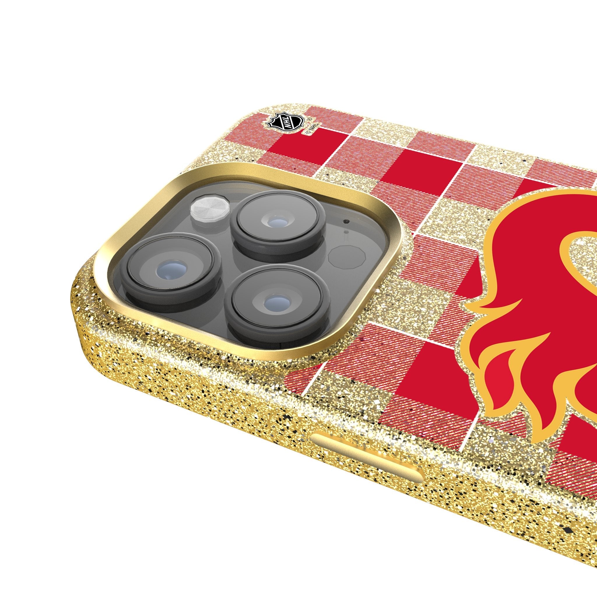 Calgary Flames Plaid Bling Phone Case 4