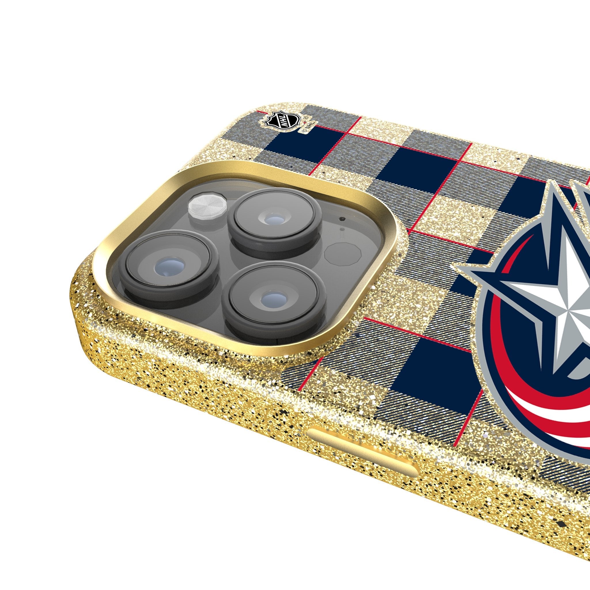 Columbus Blue Jackets Plaid Bling Phone Case 4