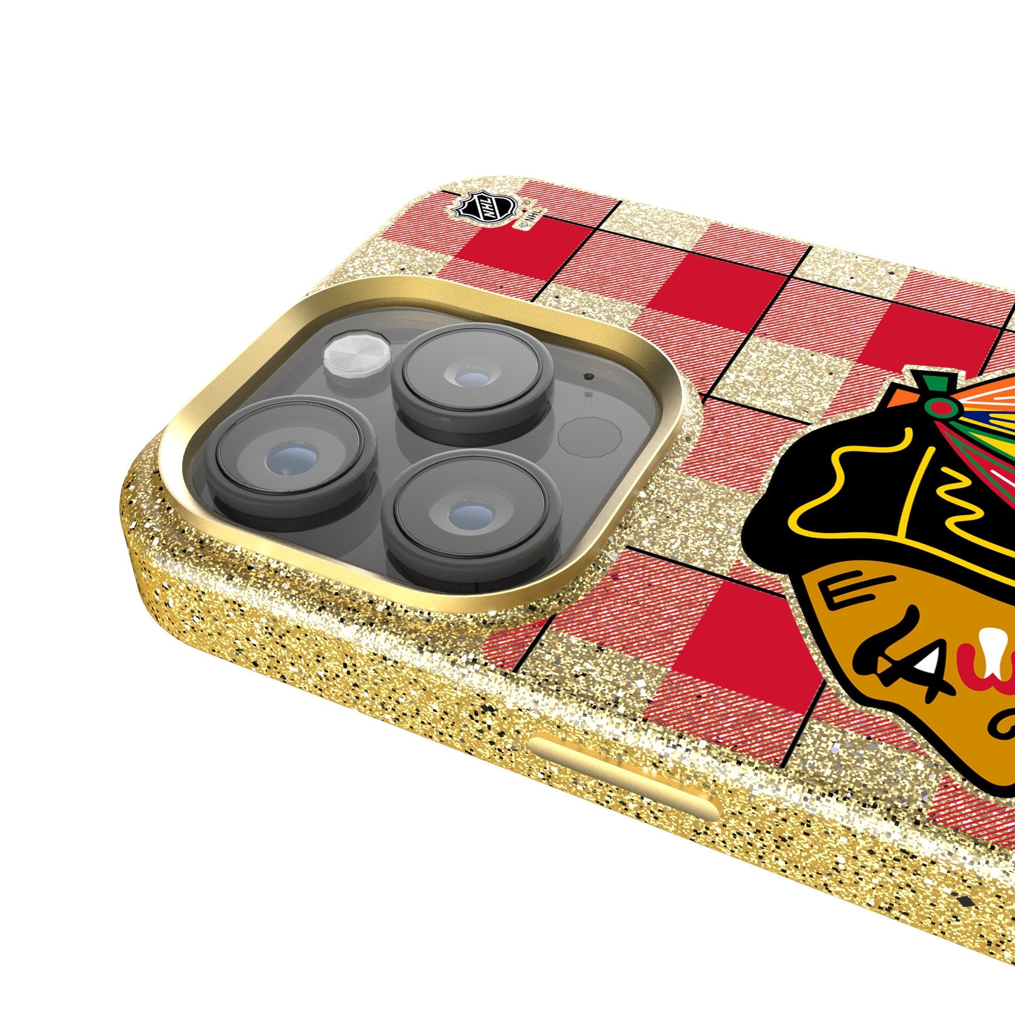 Chicago Blackhawks Plaid Bling Phone Case 4