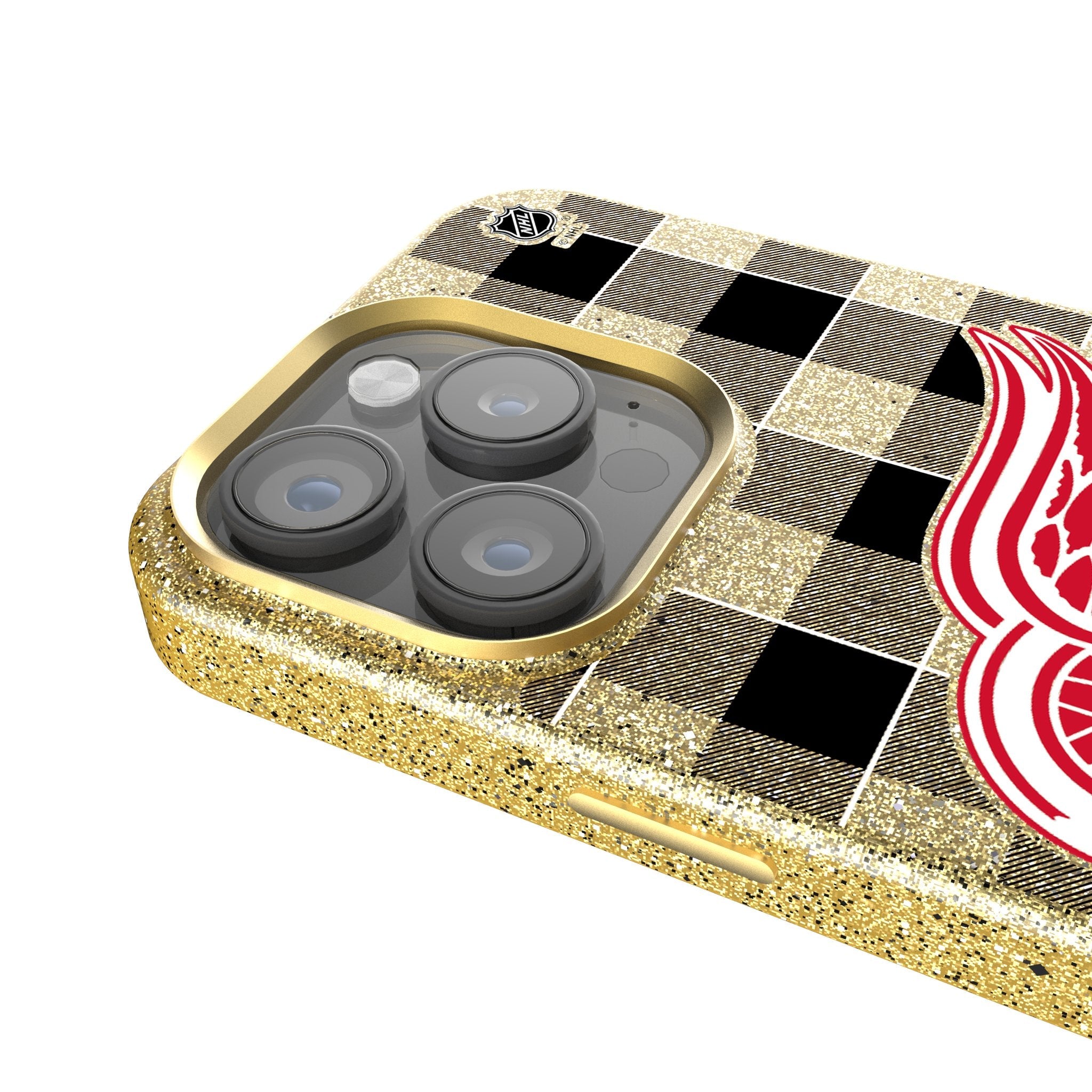 Detroit Red Wings Plaid Bling Phone Case 4
