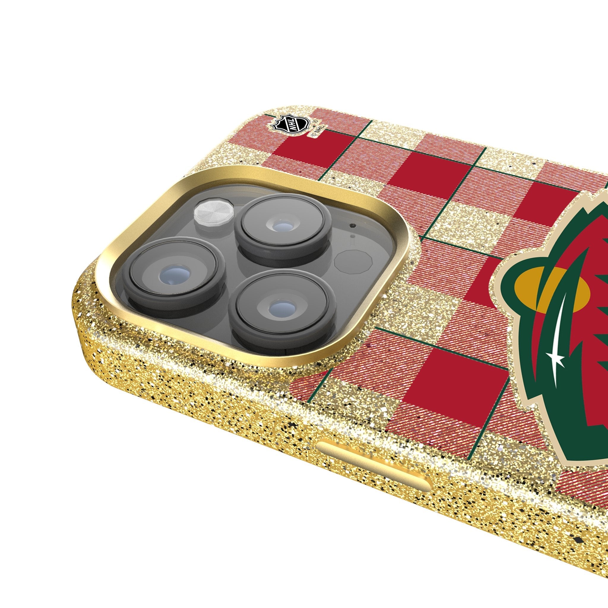 Minnesota Wild Plaid Bling Phone Case 4
