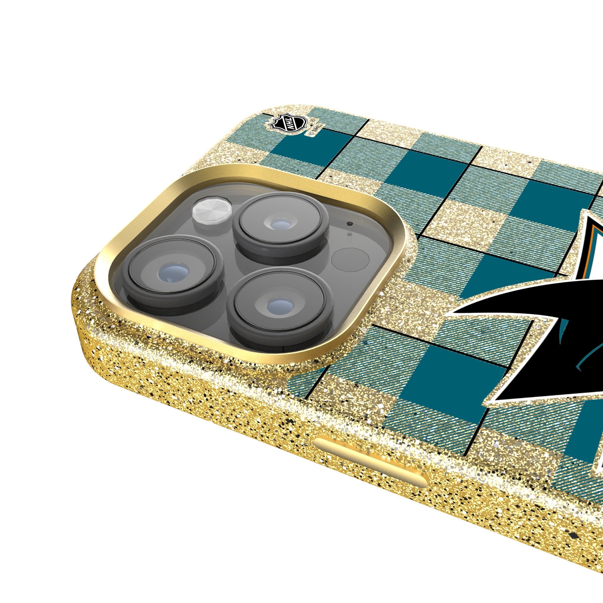 San Jose Sharks Plaid Bling Phone Case 4