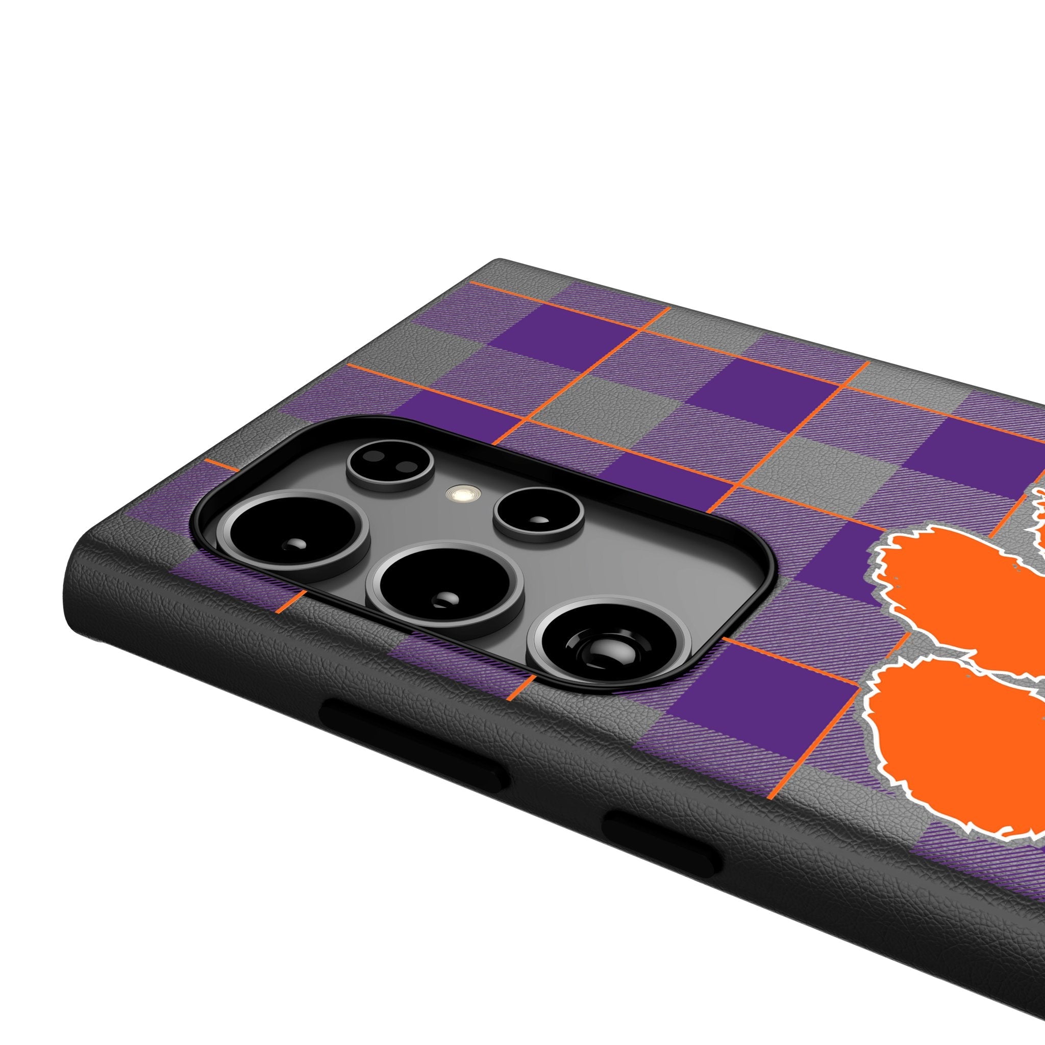 Clemson University Tigers Plaid MagSafe Compatible Phone Case for Samsung Galaxy 4