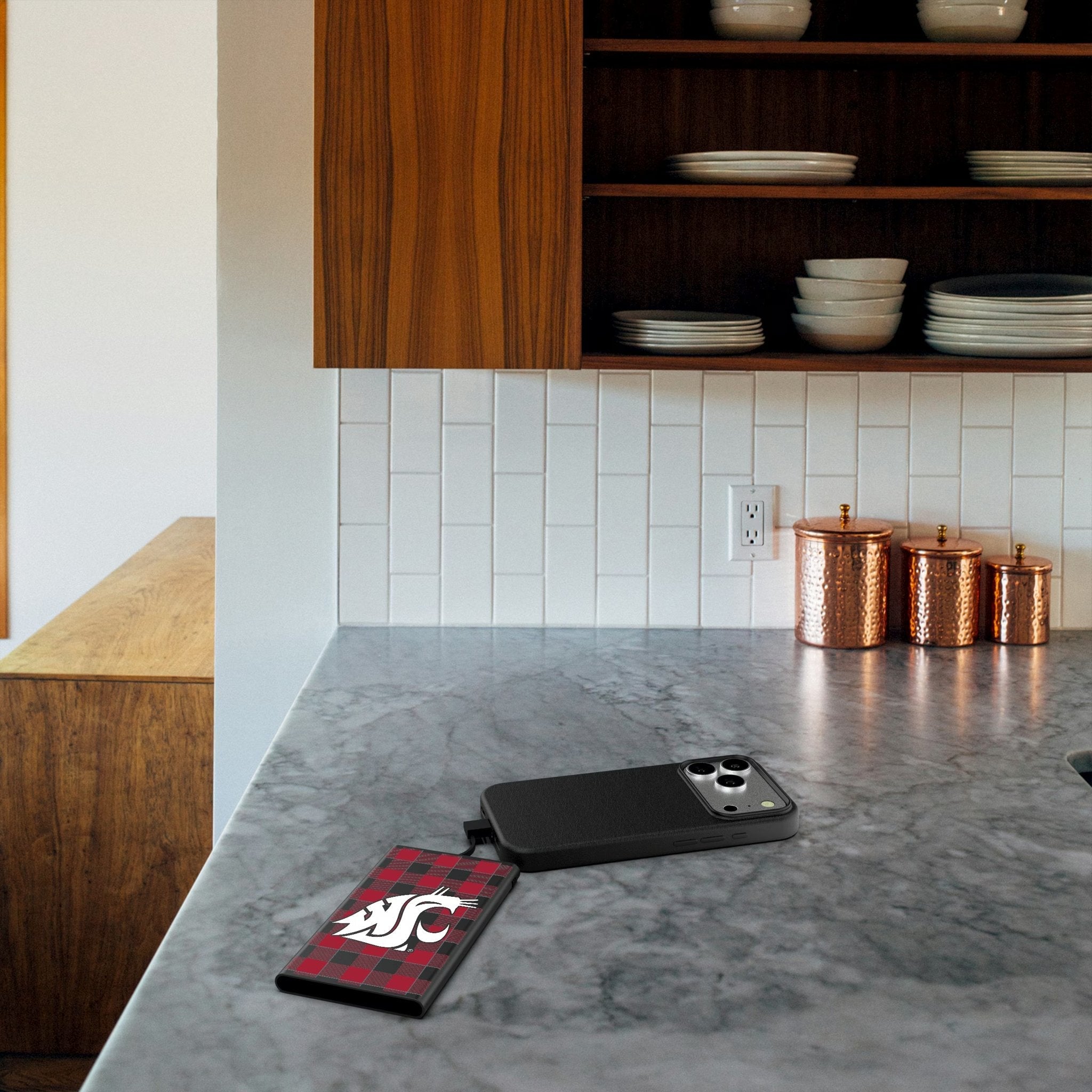 Washington State University Cougars Plaid 5000mAh Flat Powerbank 4