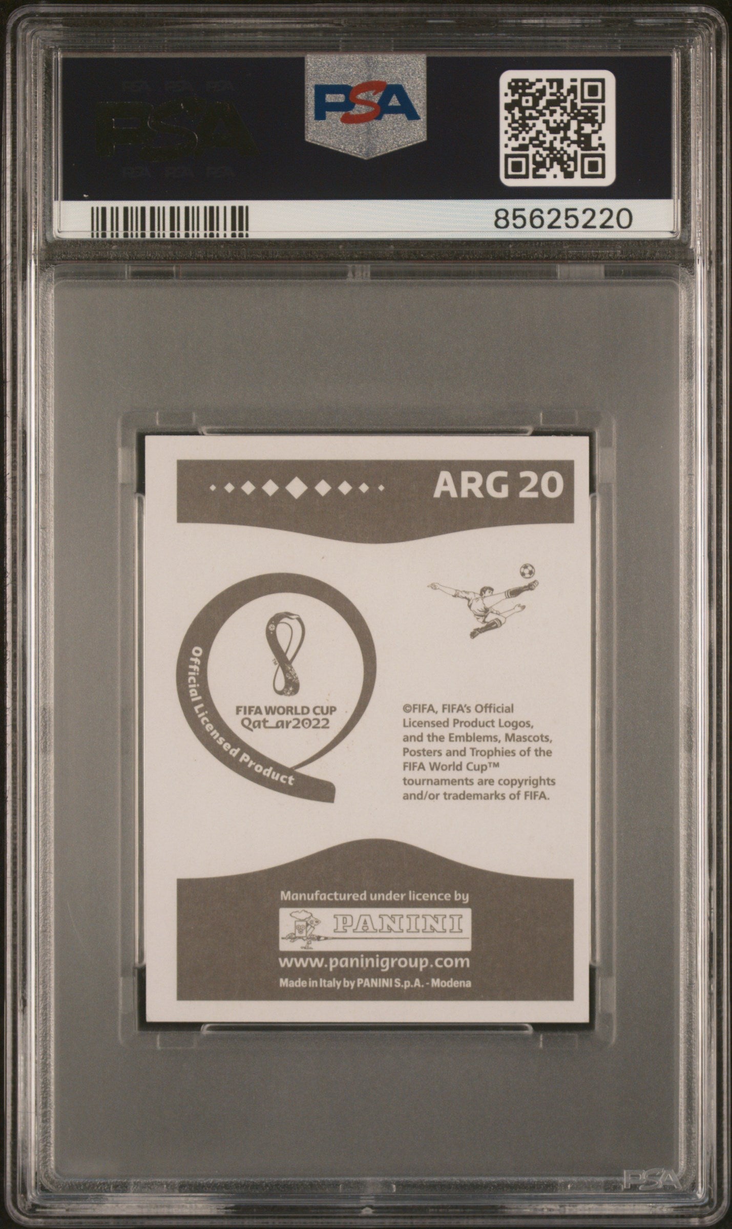 Graded 2022 Panini World Cup Qatar Lionel Messi #ARG20 Gray Back Soccer Sticker Card PSA 10 Gem Mint 2