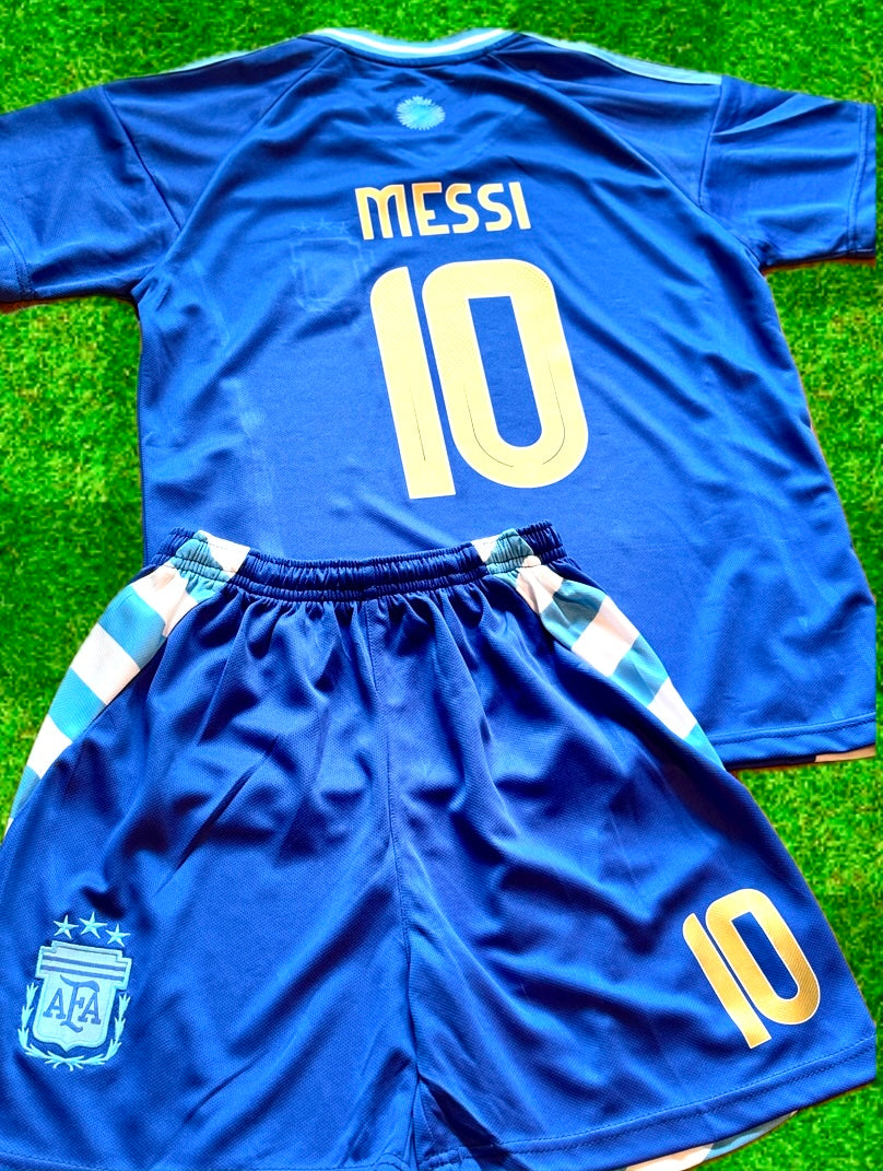 Lionel Messi Argentina 2024/25 Kids Soccer Jersey Kit Youth Toddler Sizes 3T-Y XL 3