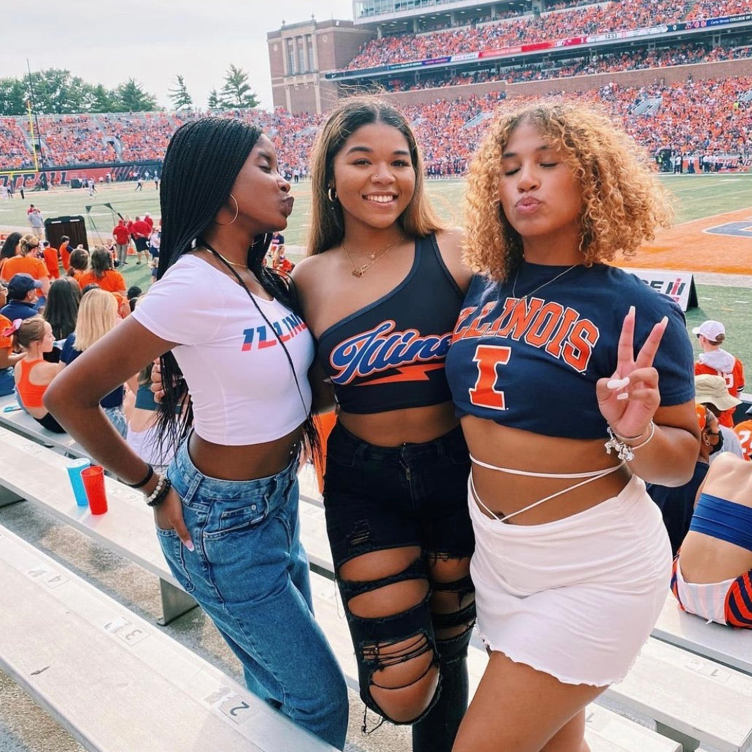 Illinois Fighting Illini Lightning One Shoulder Top | lojobands 4