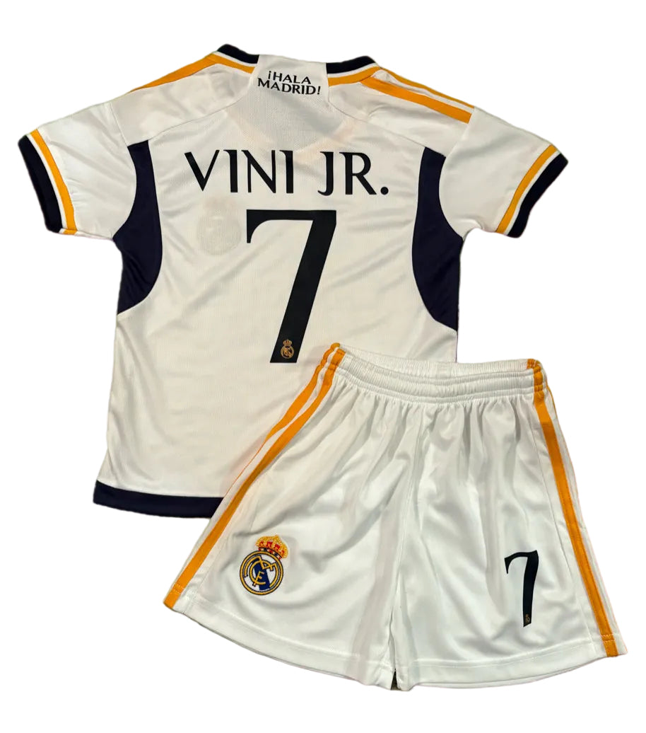 Vini Jr Kids Jersey White/Gold Real Madrid Youth and Toddler Sizes 1
