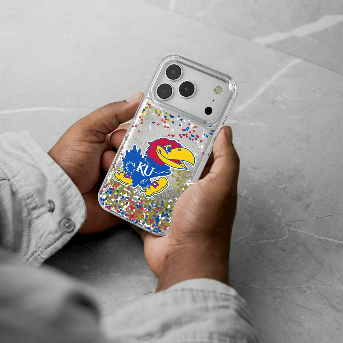 University of Kansas Jayhawks Confetti Glitter Phone Case for Apple iPhone 17 Series 5
