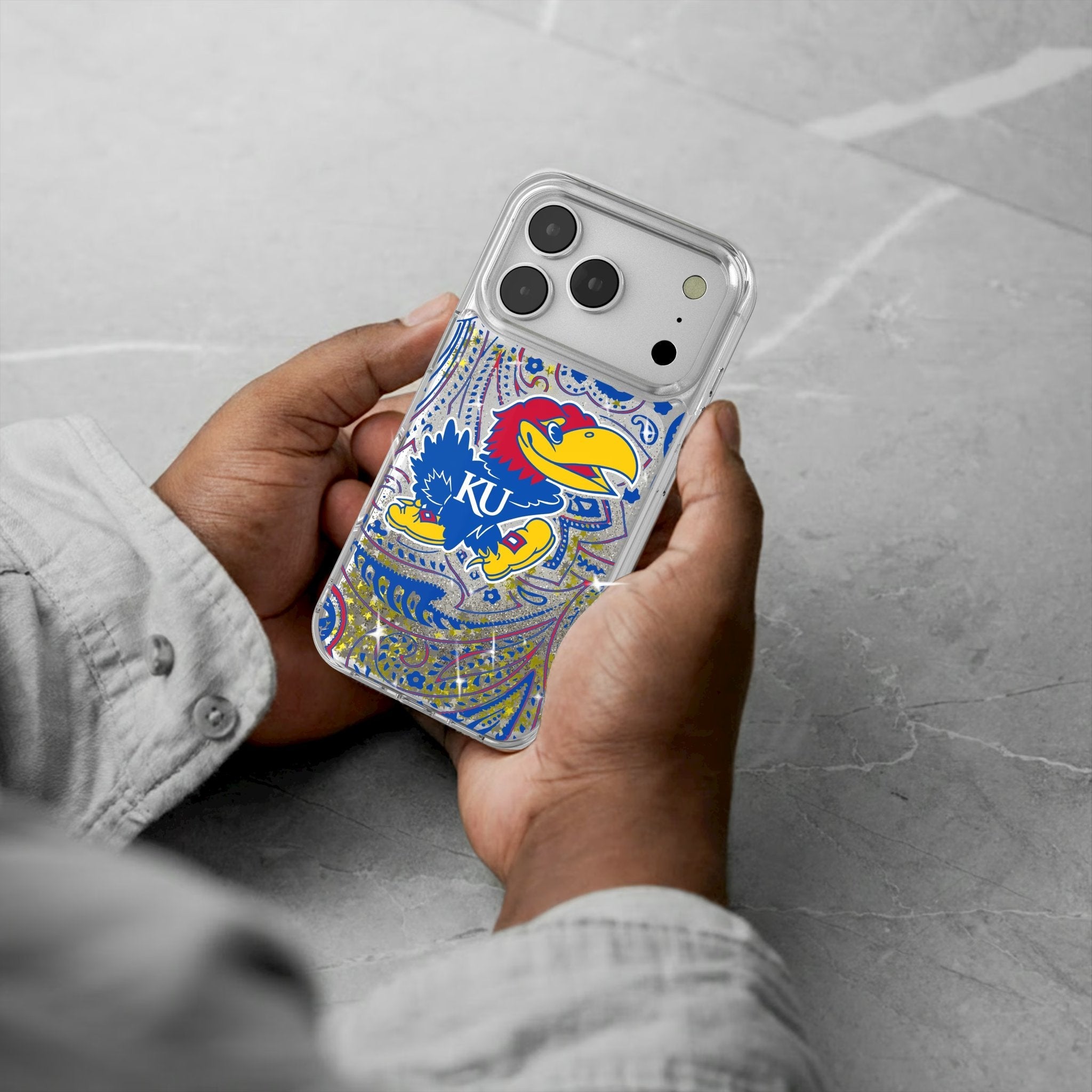 University of Kansas Jayhawks Paisley Glitter Phone Case for Apple iPhone 17 Series 5
