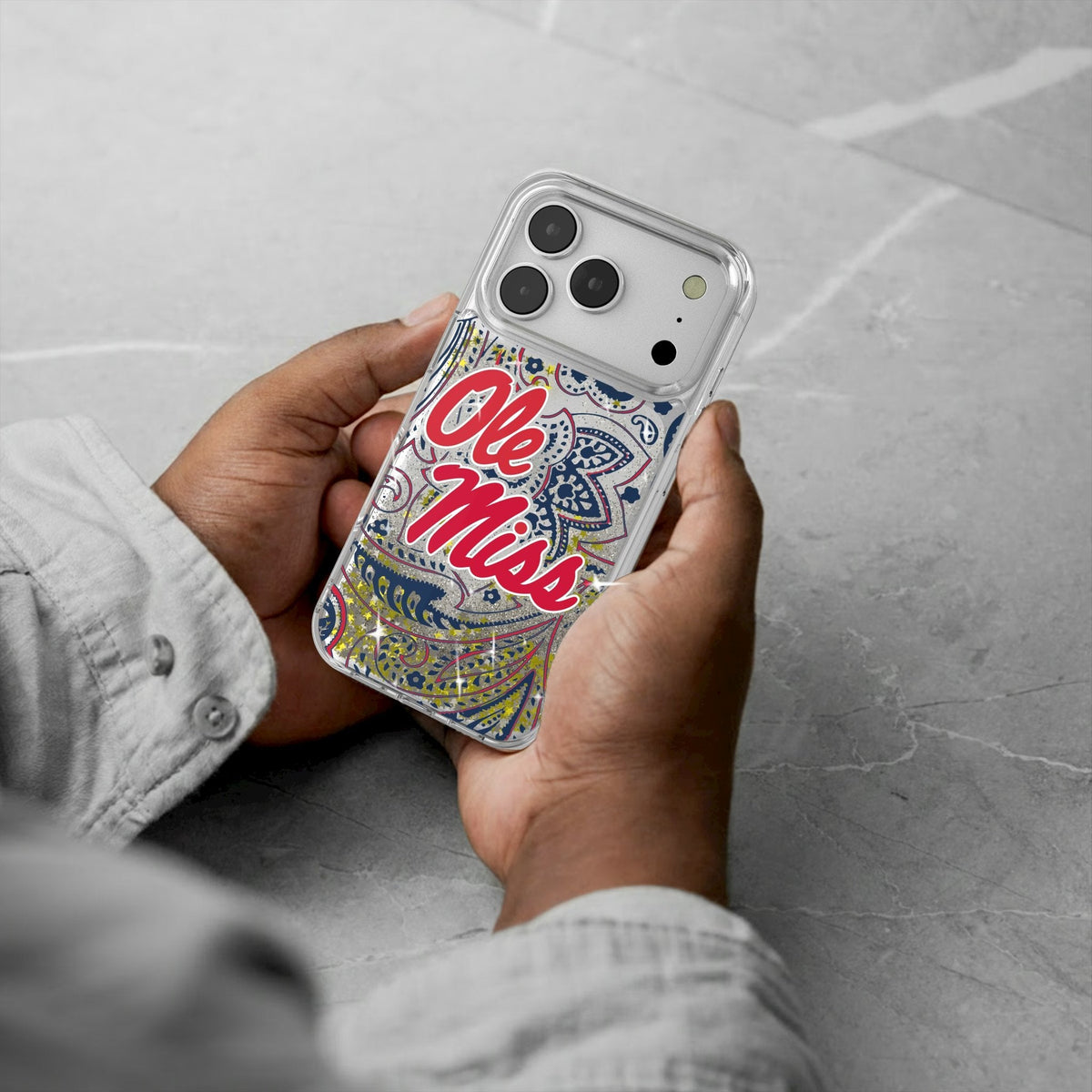 University of Mississippi Rebels Paisley Glitter Phone Case for Apple iPhone 17 Series 5