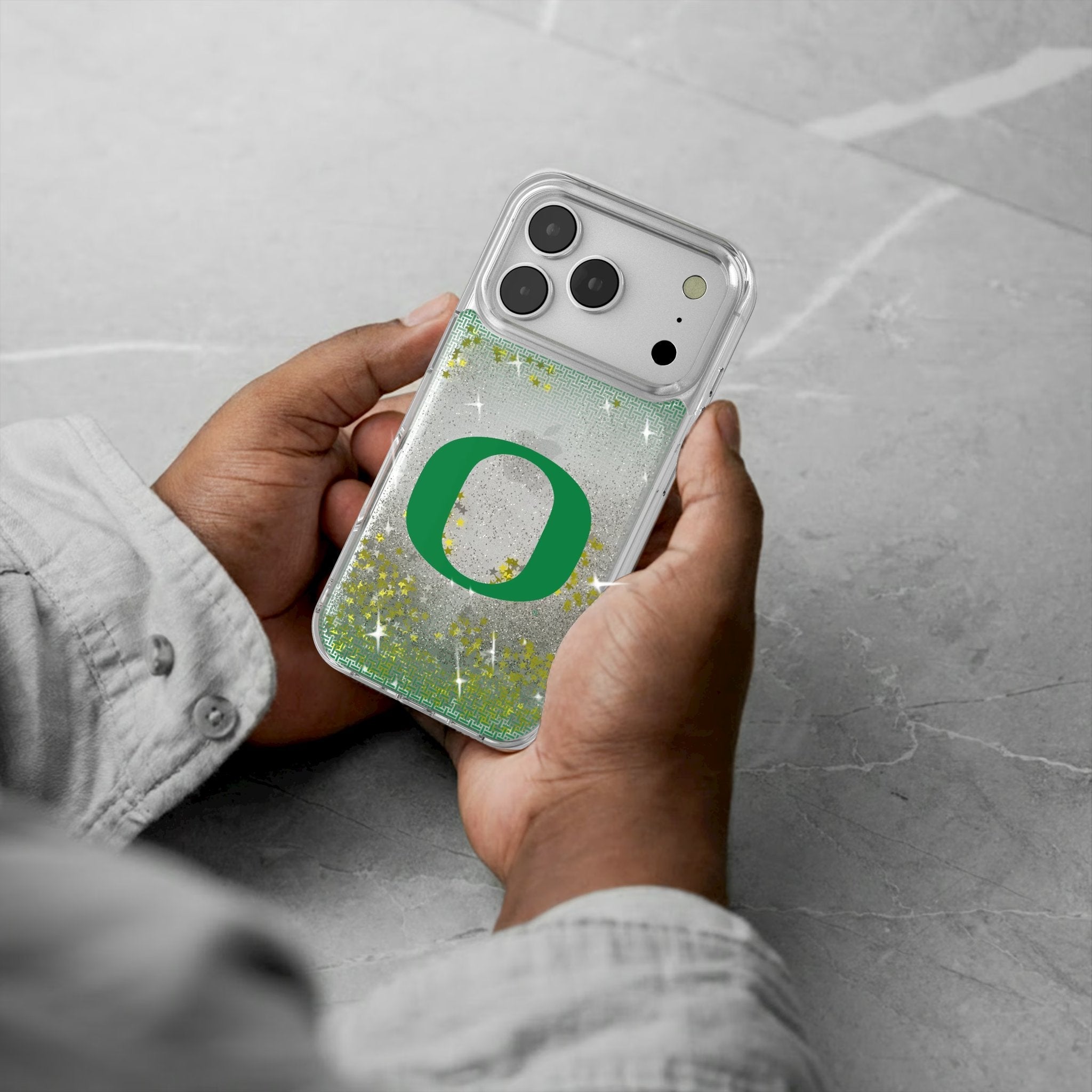 University of Oregon Ducks Linen Glitter Phone Case for Apple iPhone 17 Series 5