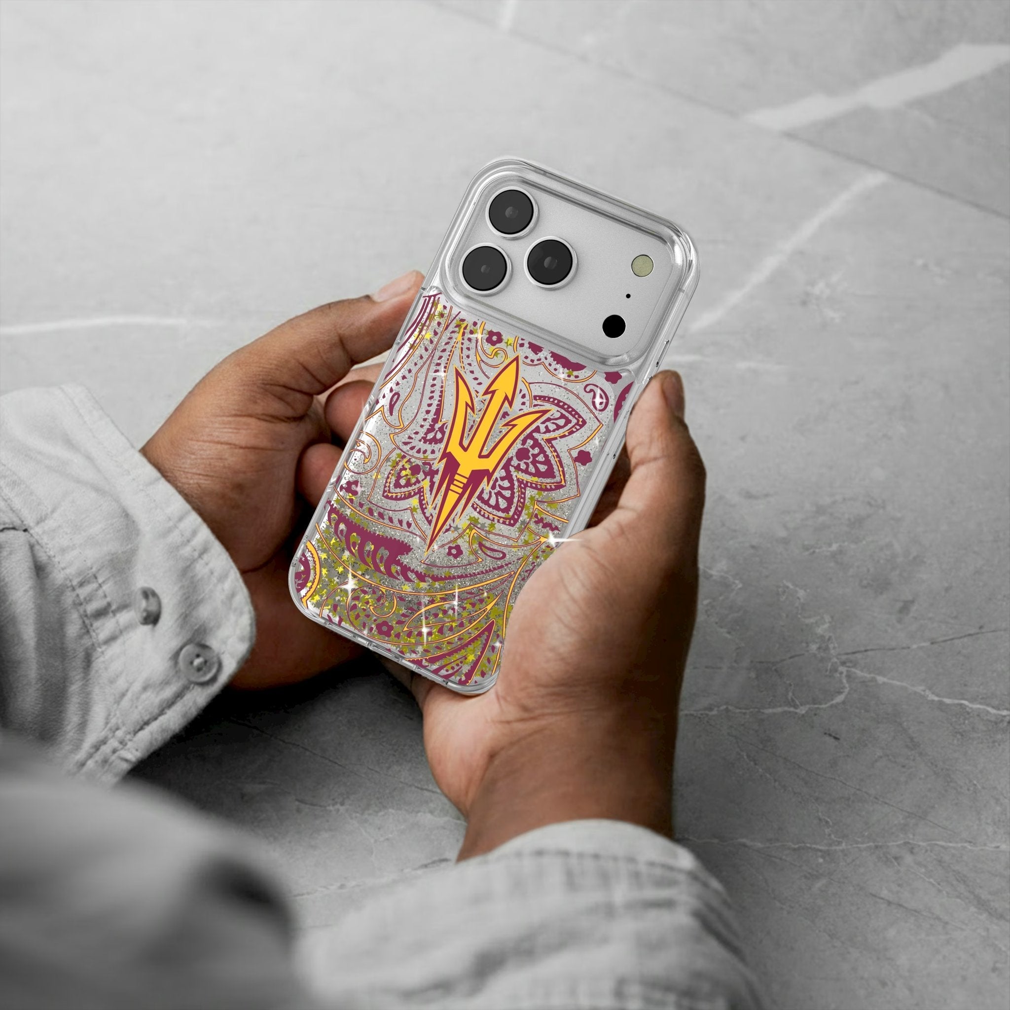 Arizona State University Sun Devils Paisley Glitter Phone Case for Apple iPhone 17 Series 5