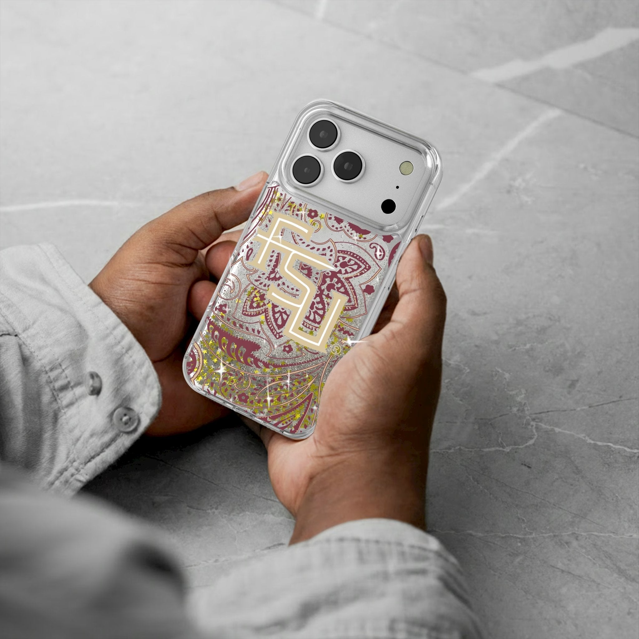 Florida State University Seminoles Athletic Wordmark Paisley Glitter Phone Case for Apple iPhone 17 Series 5