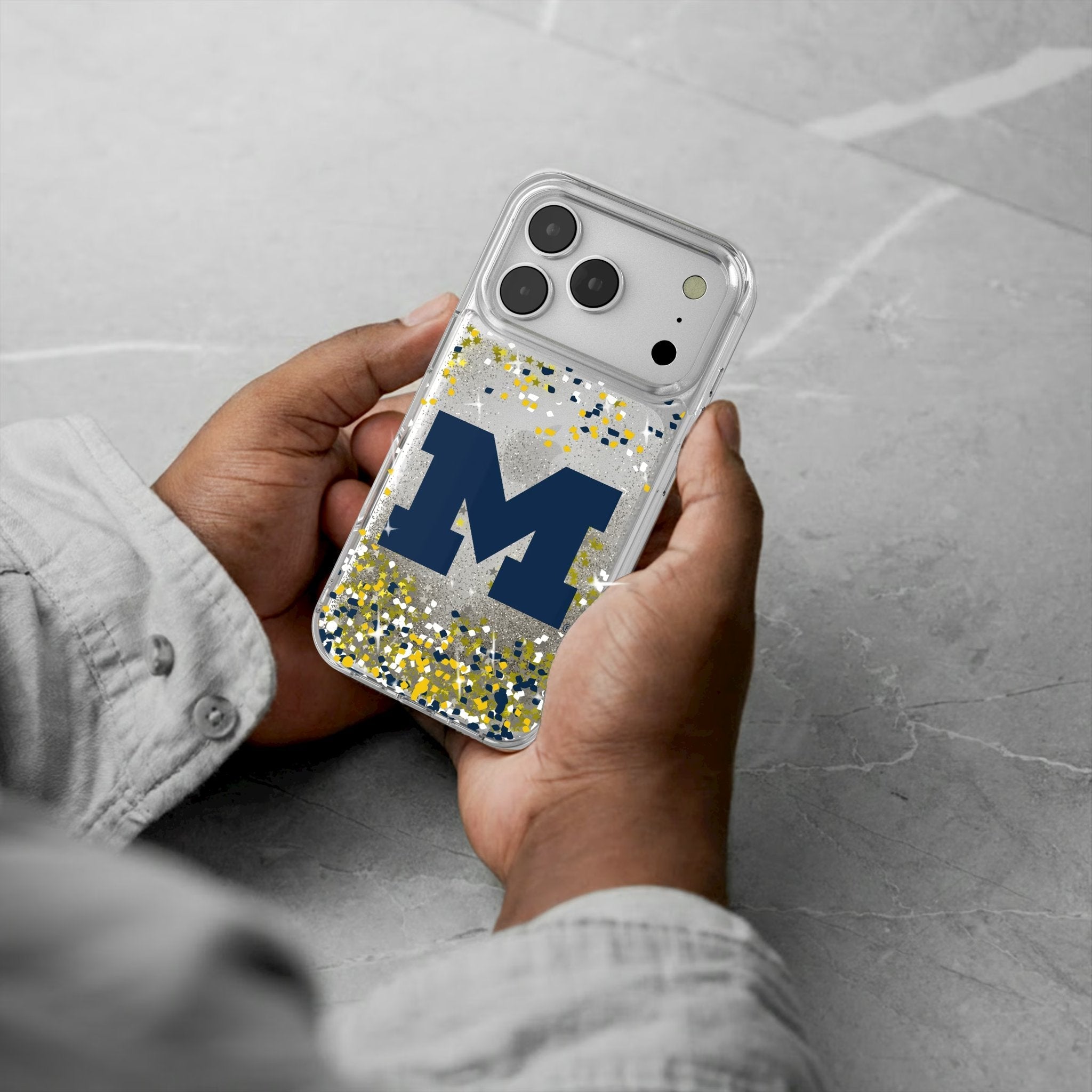 University of Michigan Wolverines Confetti Glitter Phone Case for Apple iPhone 17 Series 5
