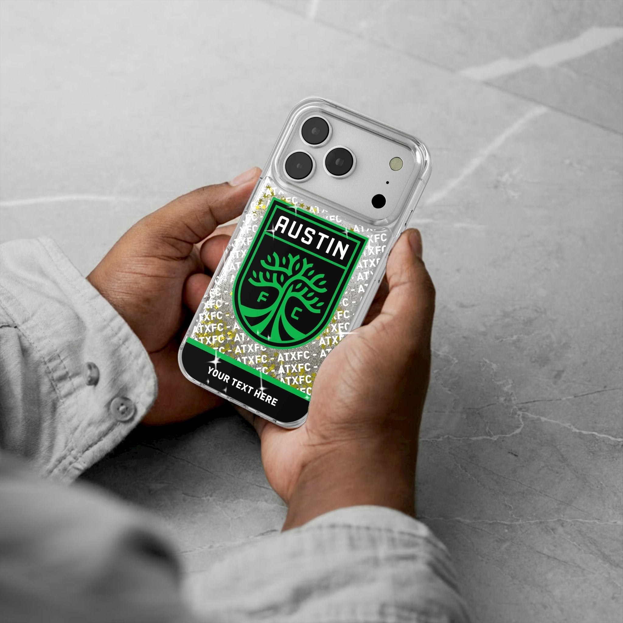 Austin FC Personalized EndZone Plus Glitter Phone Case for Apple iPhone 17 Series 5