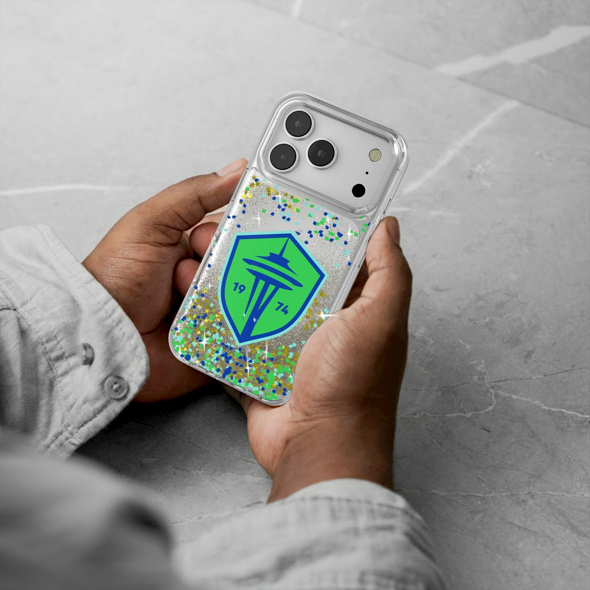 Seattle Sounders FC Confetti Glitter Phone Case for Apple iPhone 17 Series 5