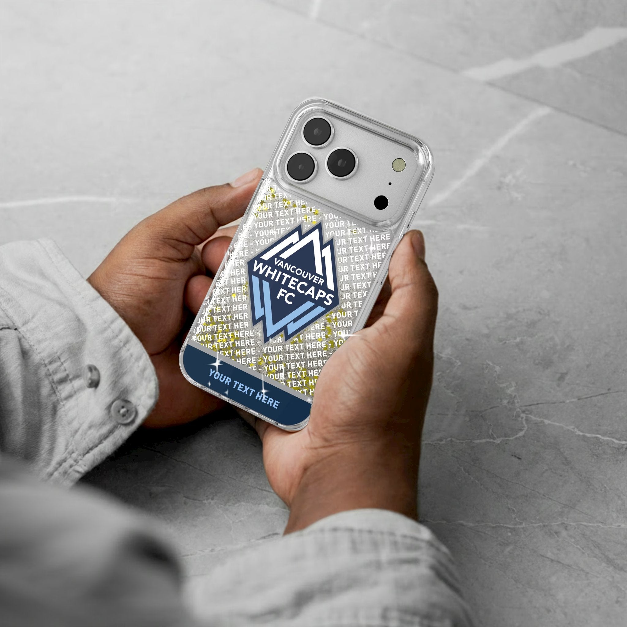 Vancouver Whitecaps Personalized EndZone Plus Glitter Phone Case for Apple iPhone 17 Series 5