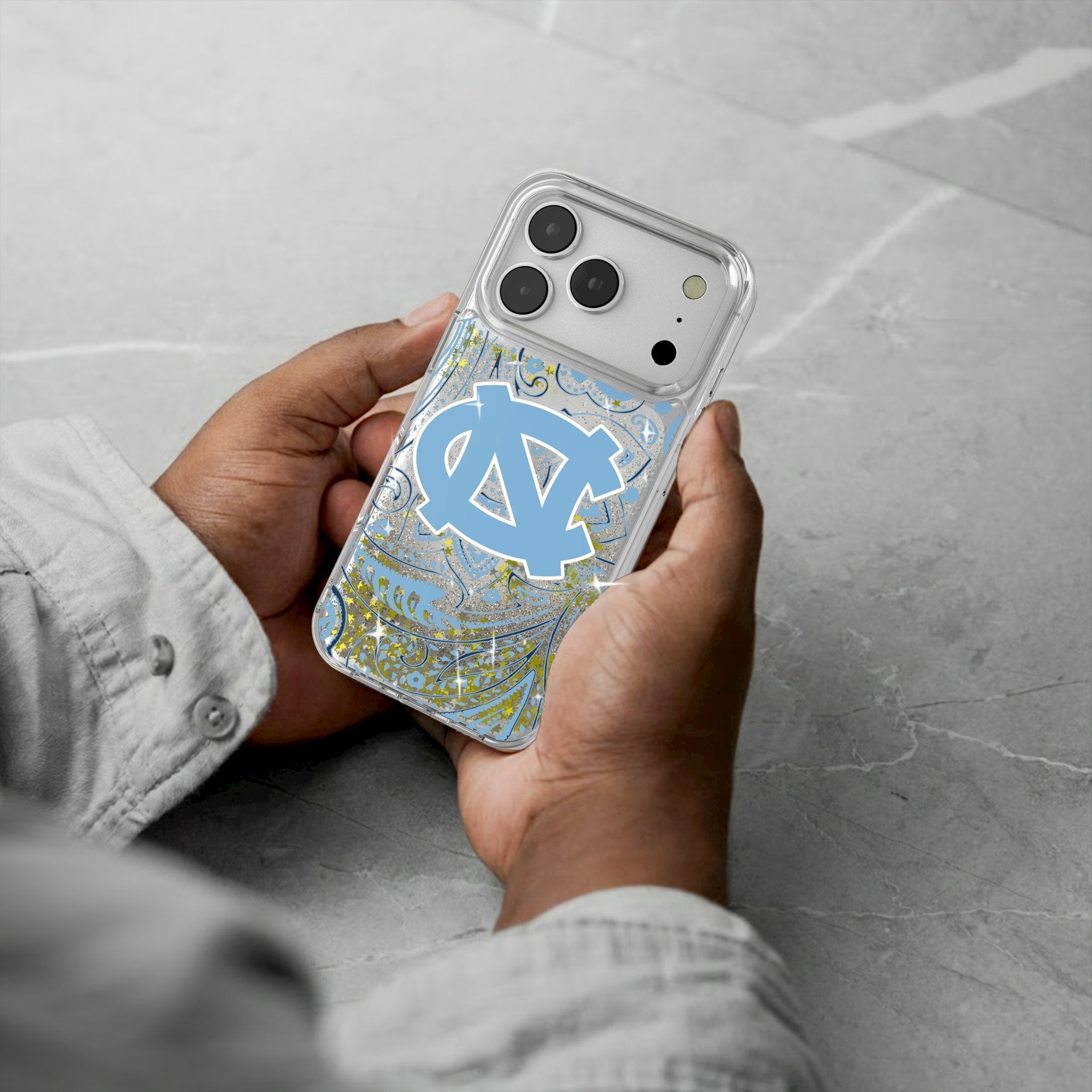 University of North Carolina Tar Heels Paisley Glitter Phone Case for Apple iPhone 17 Series 5