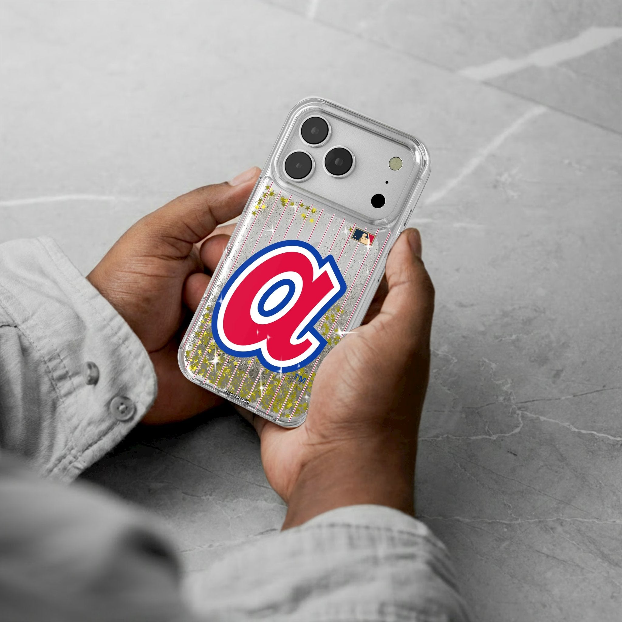 Atlanta Braves 1972-1980 - Cooperstown Collection Pinstripe Glitter Phone Case for Apple iPhone 17 Series 5
