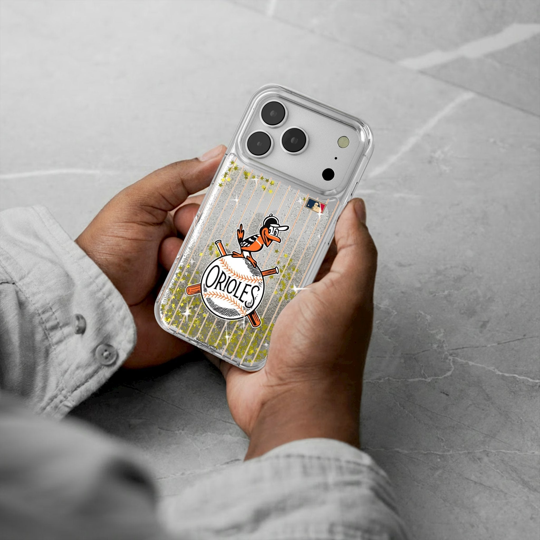 Baltimore Orioles 1954-1963 - Cooperstown Collection Pinstripe Glitter Phone Case for Apple iPhone 17 Series 5