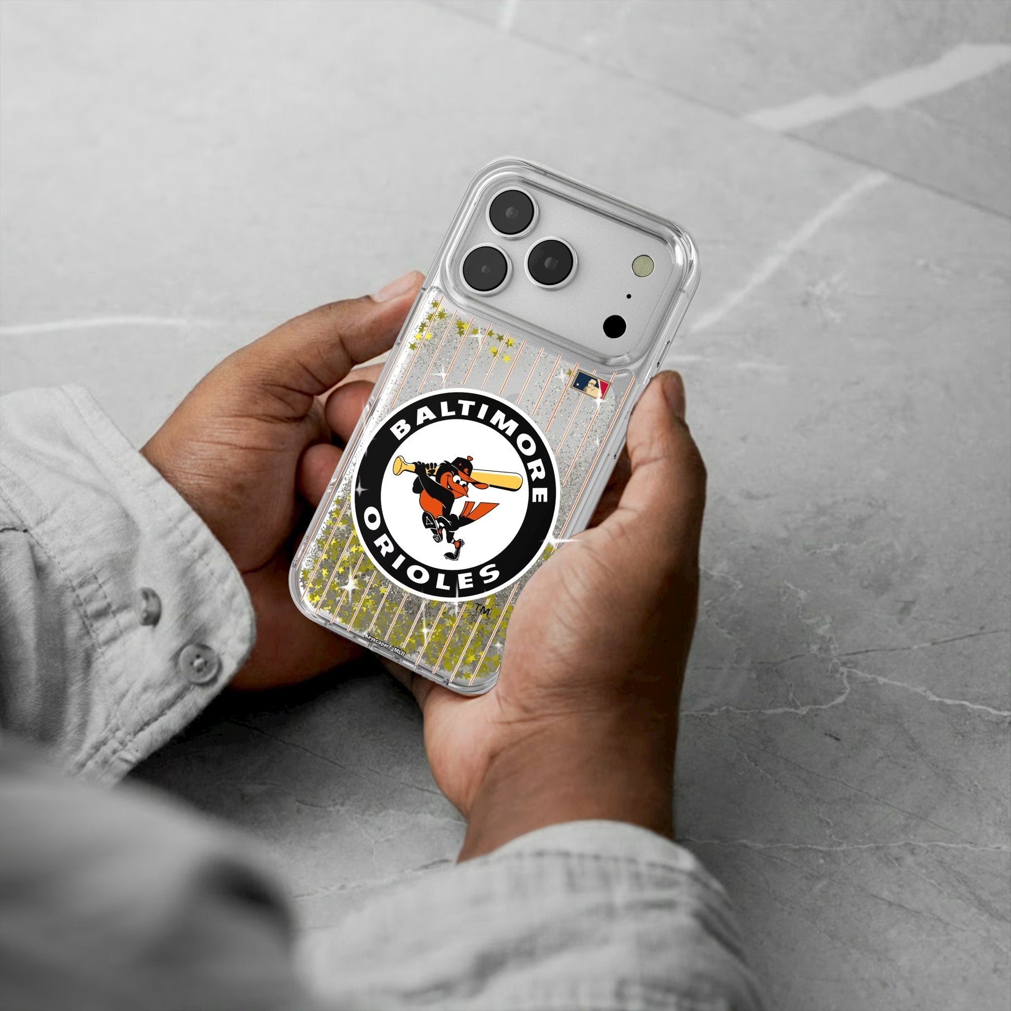 Baltimore Orioles 1966-1969 - Cooperstown Collection Pinstripe Glitter Phone Case for Apple iPhone 17 Series 5