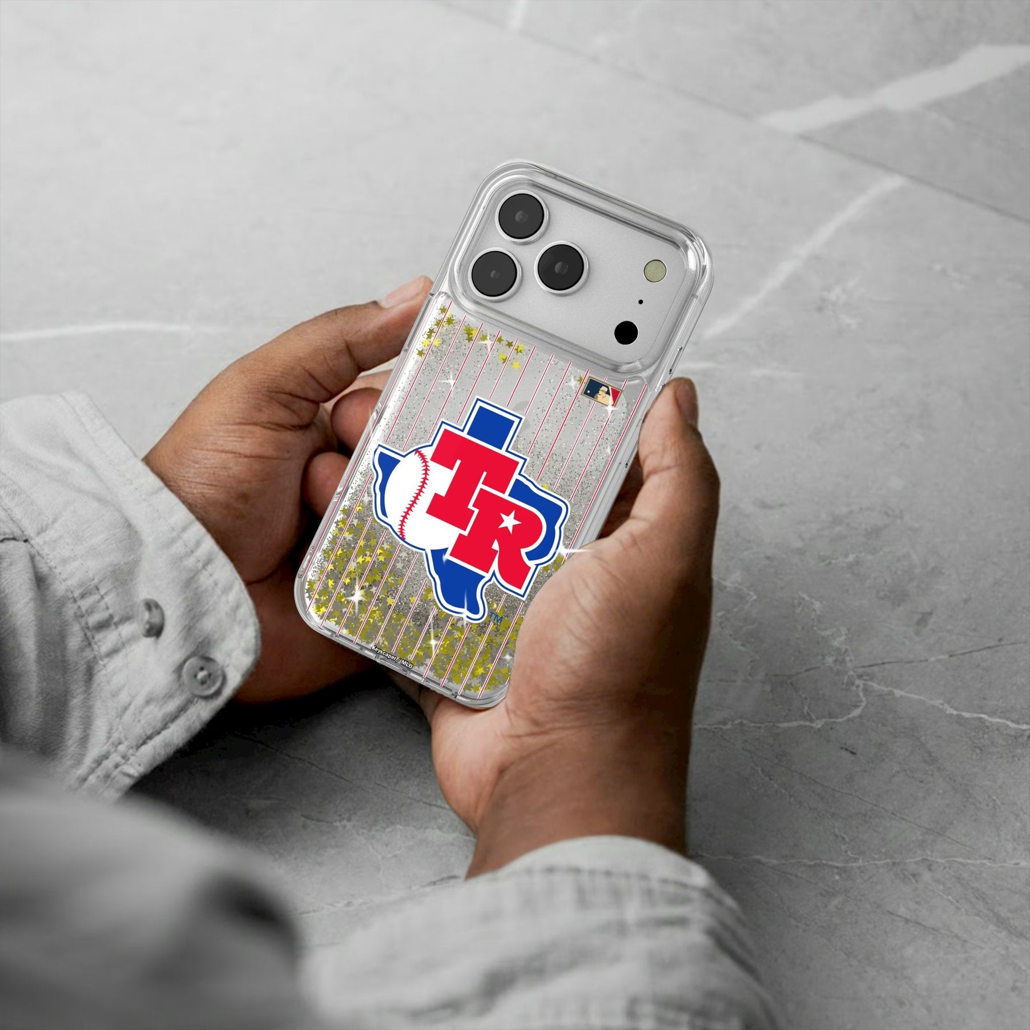Texas Rangers 1981-1983 - Cooperstown Collection Pinstripe Glitter Phone Case for Apple iPhone 17 Series 5