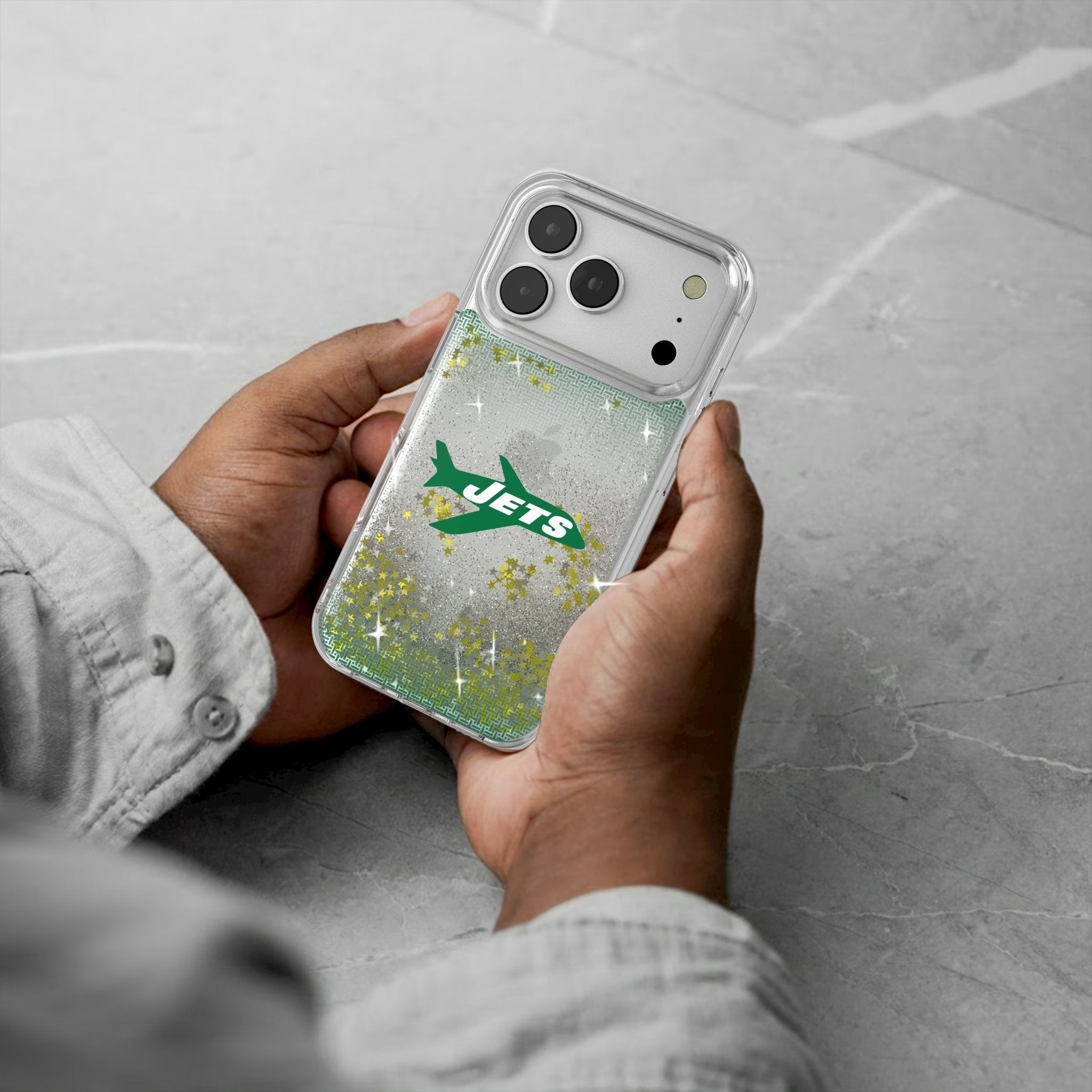 New York Jets 1963 Historic Collection Linen Glitter Phone Case for Apple iPhone 17 Series 5