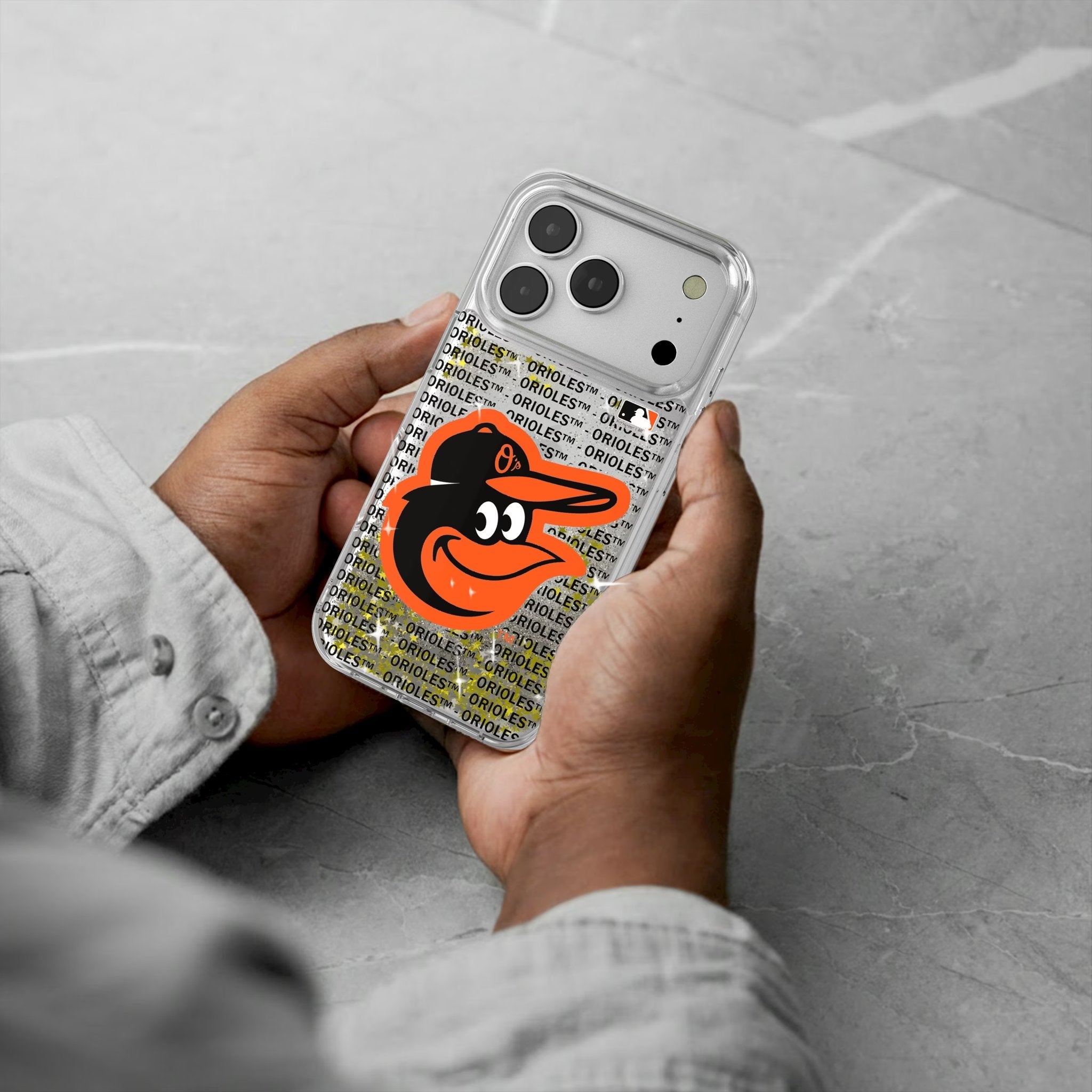 Baltimore Orioles Text Backdrop Glitter Phone Case for Apple iPhone 17 Series 5
