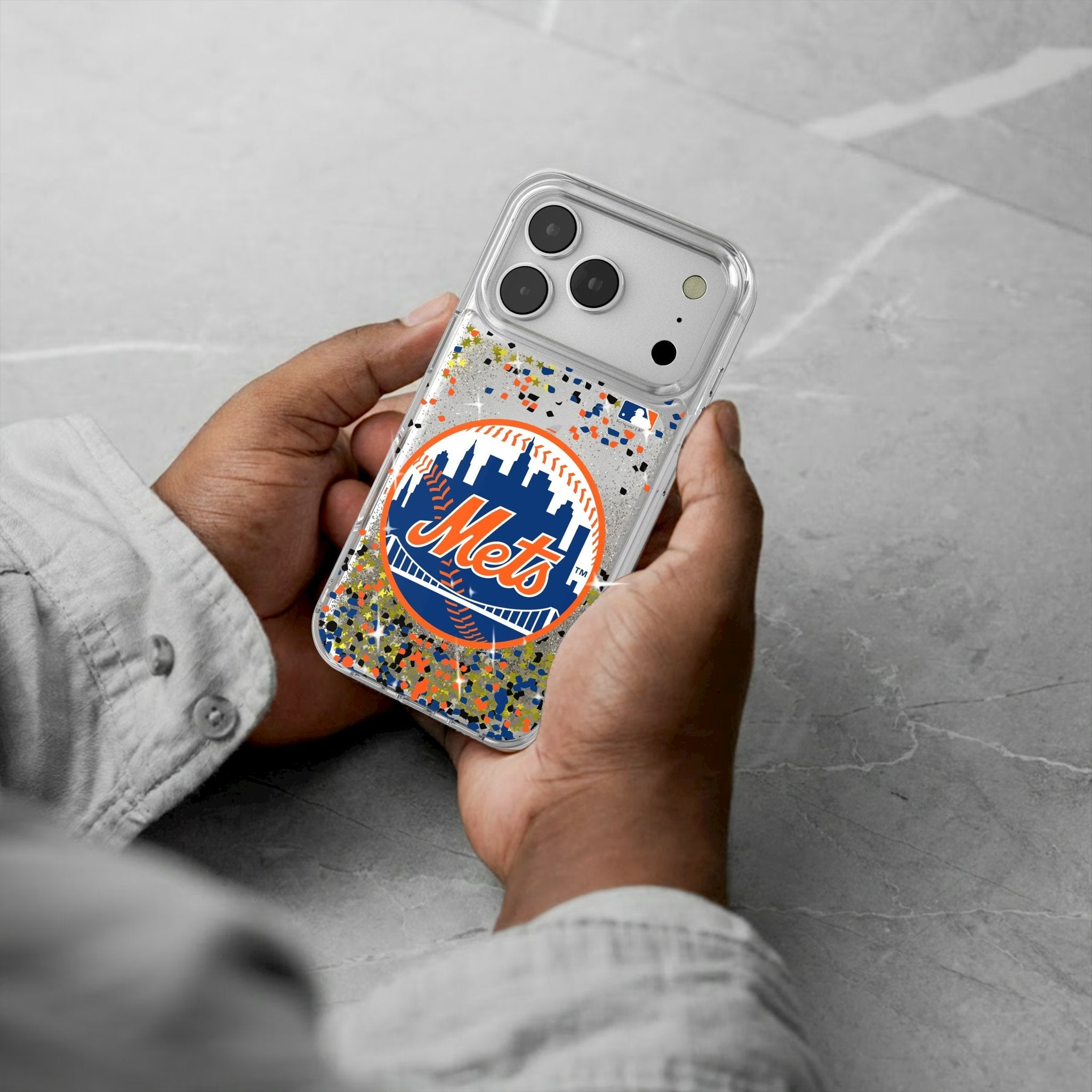 New York Mets Confetti Glitter Phone Case for Apple iPhone 17 Series 5