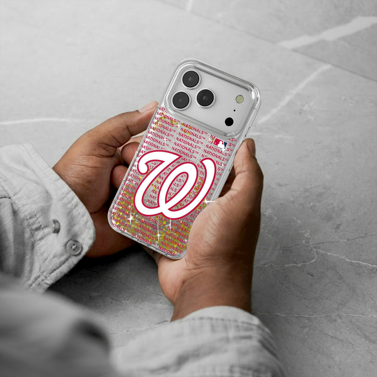 Washington Nationals Text Backdrop Glitter Phone Case for Apple iPhone 17 Series 5