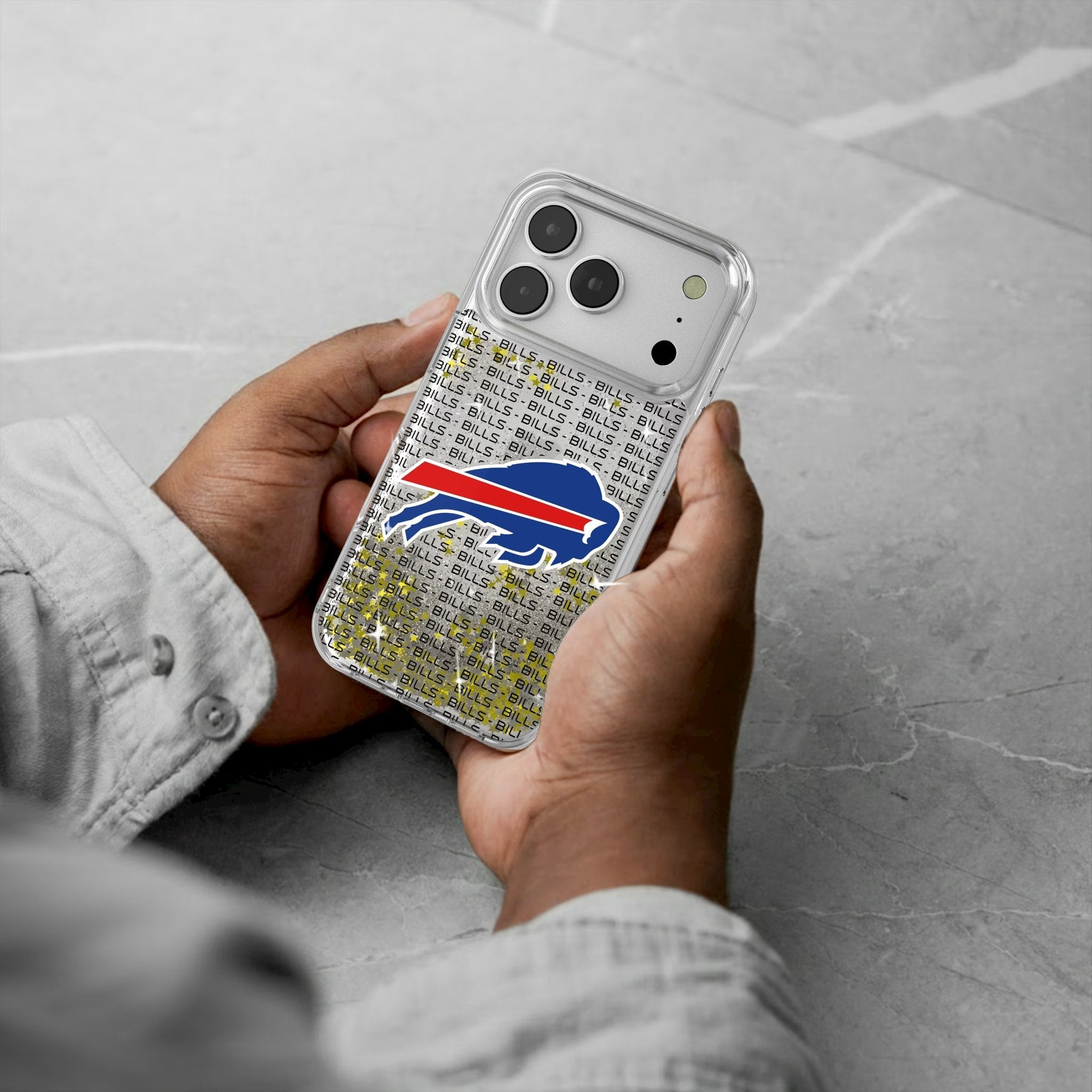 Buffalo Bills Text Backdrop Glitter Phone Case for Apple iPhone 17 Series 5