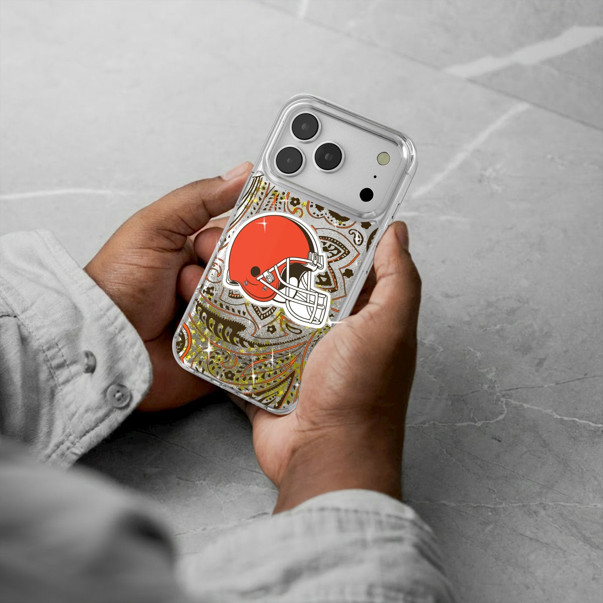 Cleveland Browns Paisley Glitter Phone Case for Apple iPhone 17 Series 5