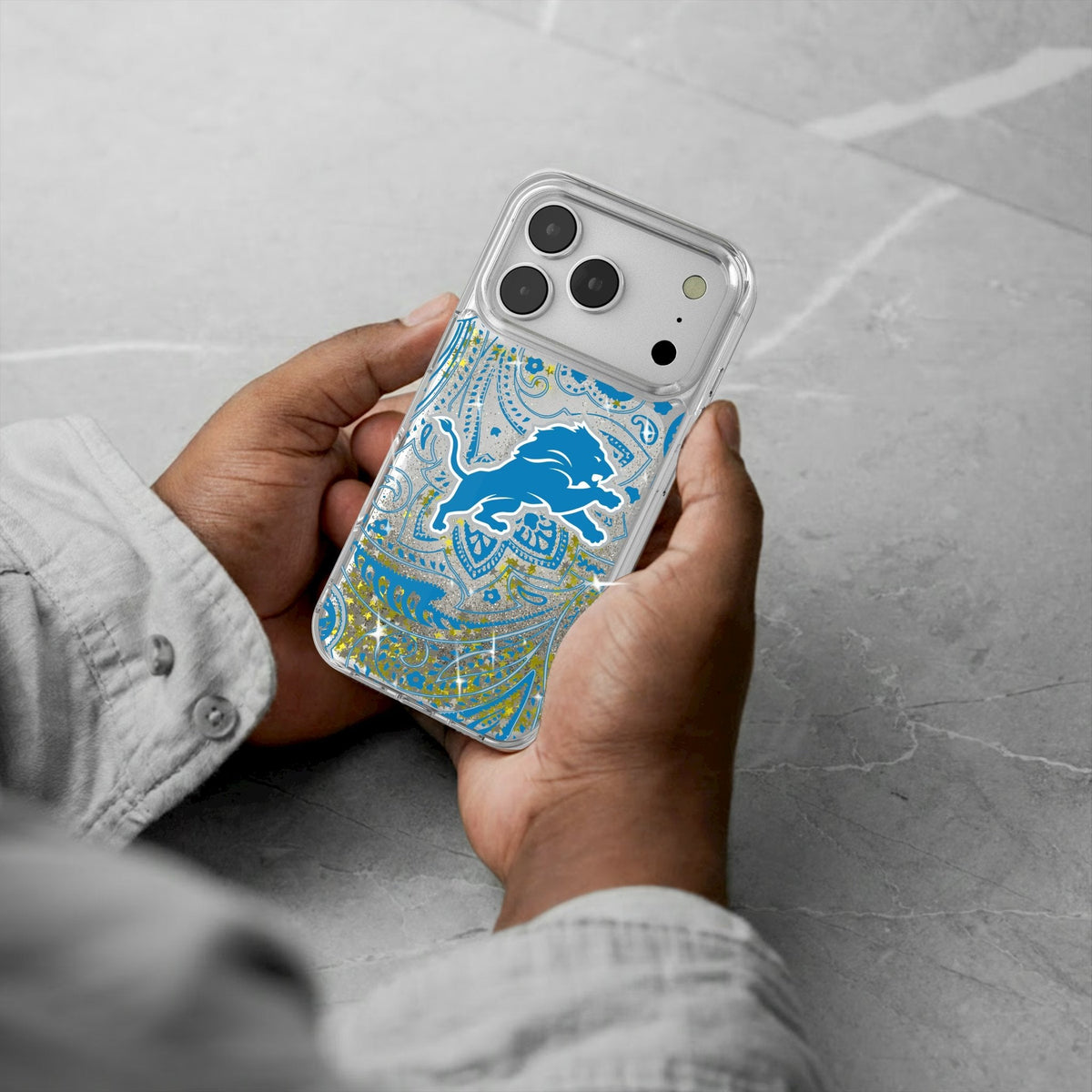 Detroit Lions Paisley Glitter Phone Case for Apple iPhone 17 Series 5