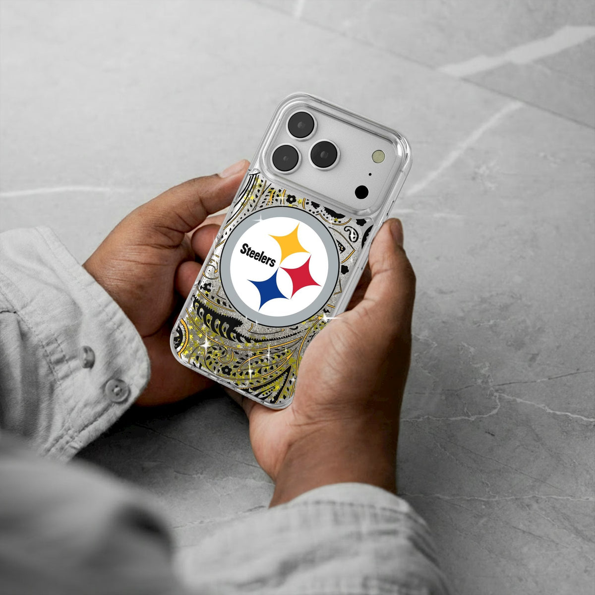 Pittsburgh Steelers Paisley Glitter Phone Case for Apple iPhone 17 Series 5