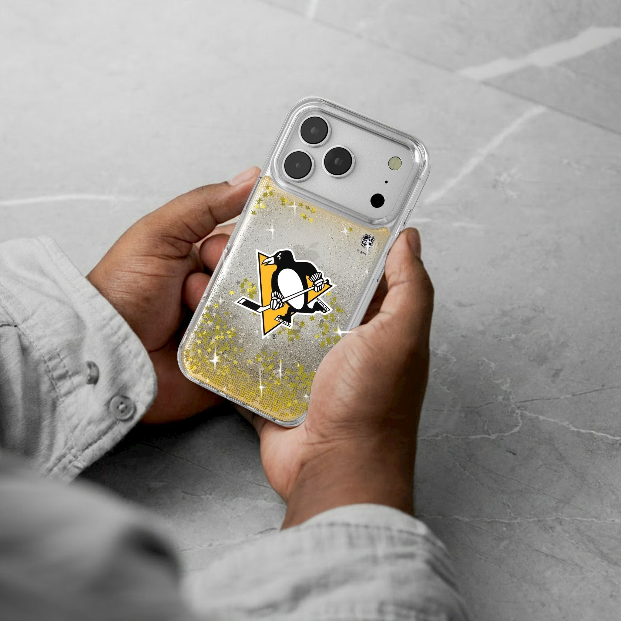 Pittsburgh Penguins Linen Glitter Phone Case for Apple iPhone 17 Series 5