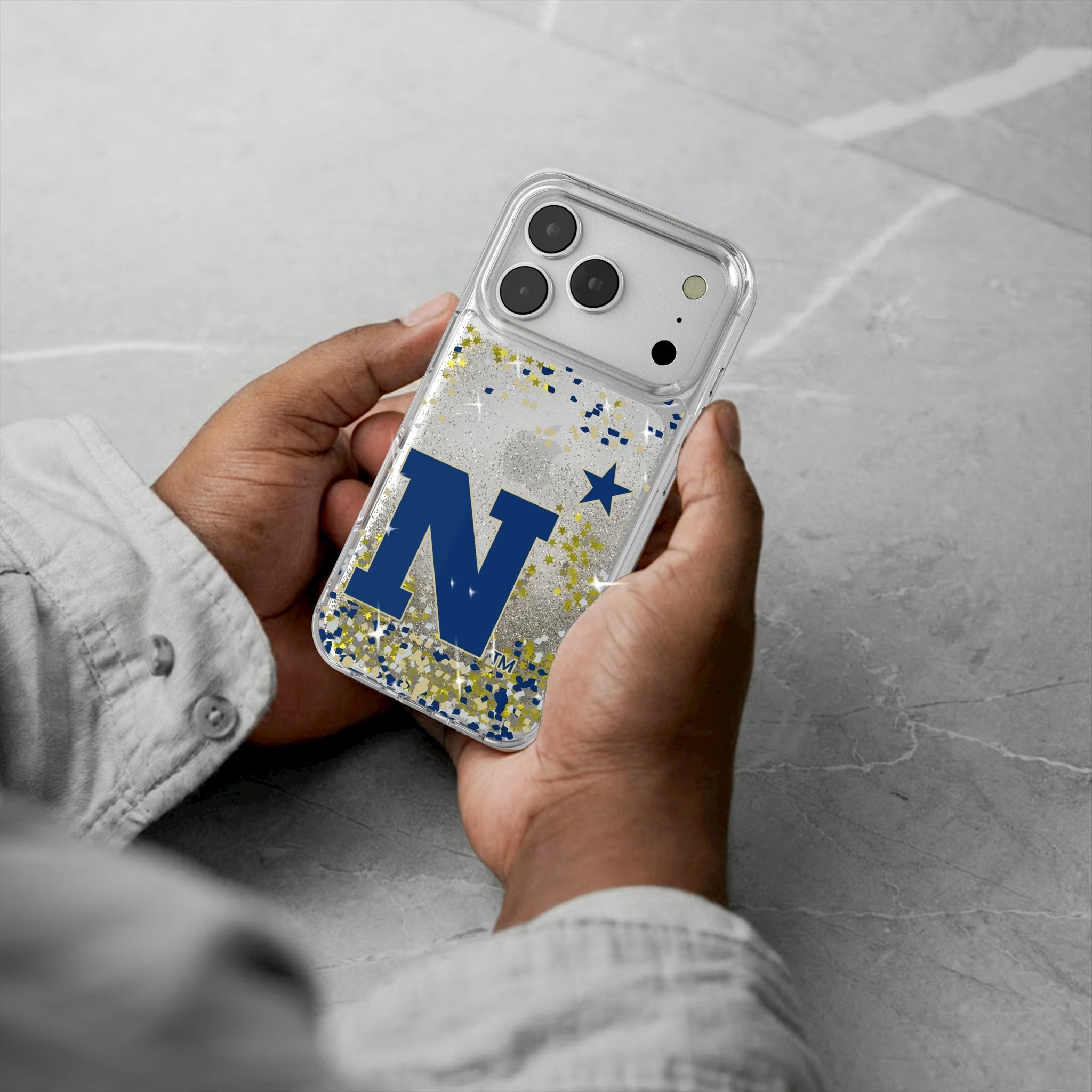 United State Naval Academy Midshipmen Confetti Glitter Phone Case for Apple iPhone 17 Series 5