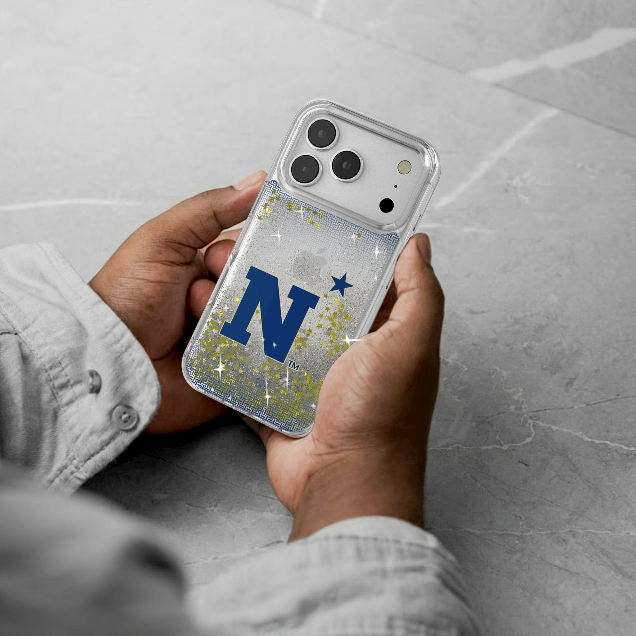 United State Naval Academy Midshipmen Linen Glitter Phone Case for Apple iPhone 17 Series 5