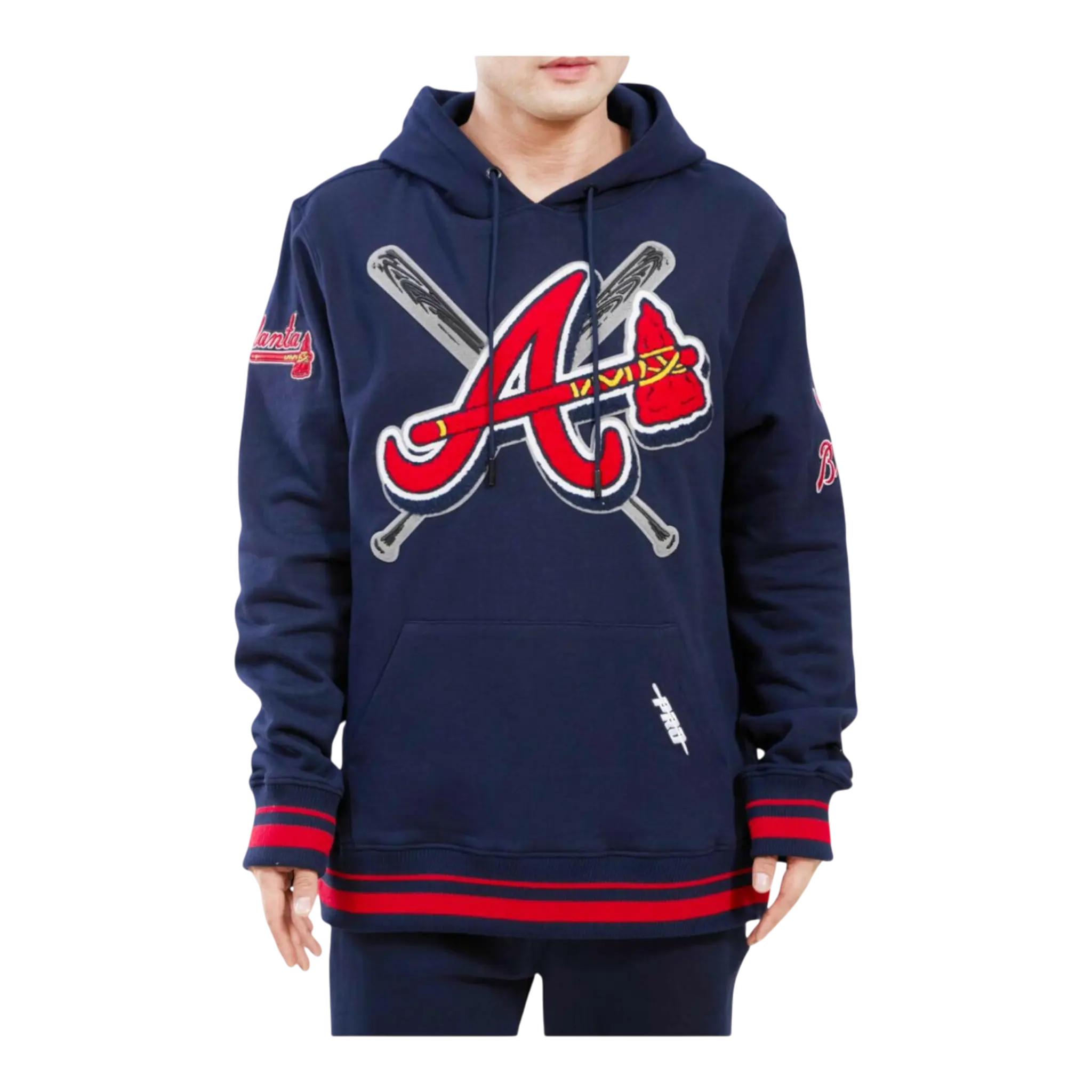 Pro Standard Atlanta Braves Mash Up Logo Men Hoodie Midnight Navy 1