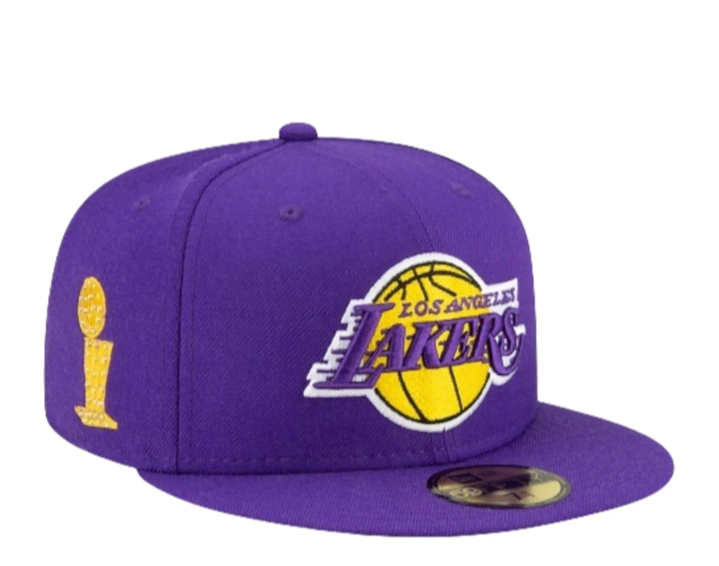 New Era 59Fifty Men Los Angeles Lakers Icy Side Patch Fitted Hat Purple/Baby Blue 3
